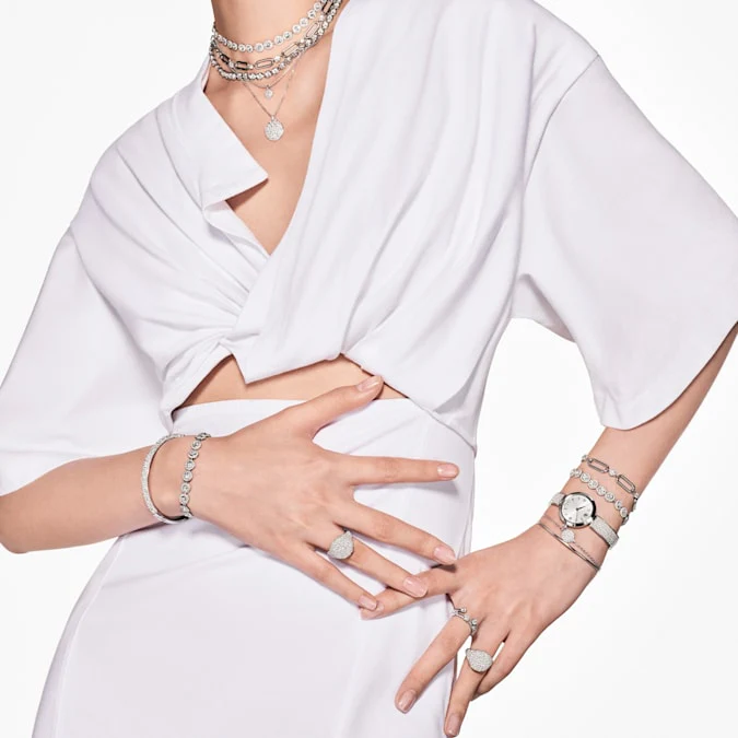Meteora bangle White, Rhodium plated - Image 7