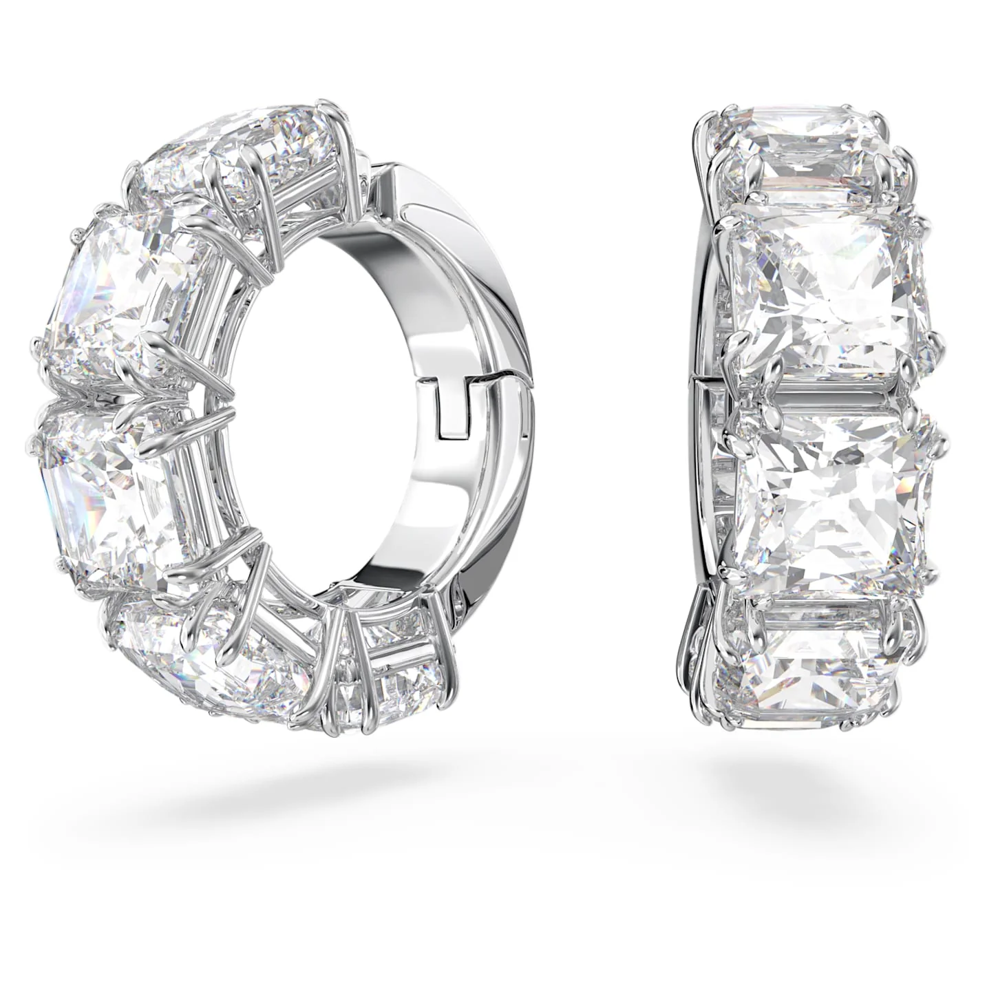 Millenia clip earrings Square cut, White, Rhodium plated