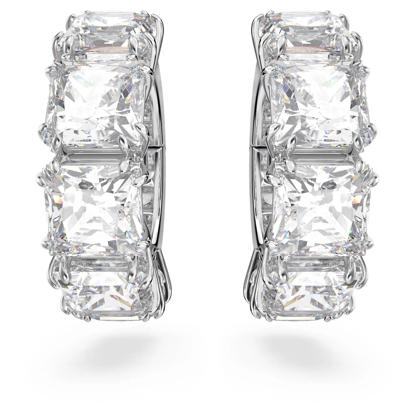 Millenia clip earrings Square cut, White, Rhodium plated - Image 2