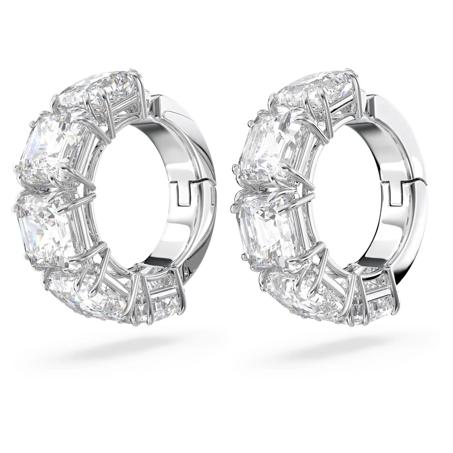Millenia clip earrings Square cut, White, Rhodium plated - Image 3