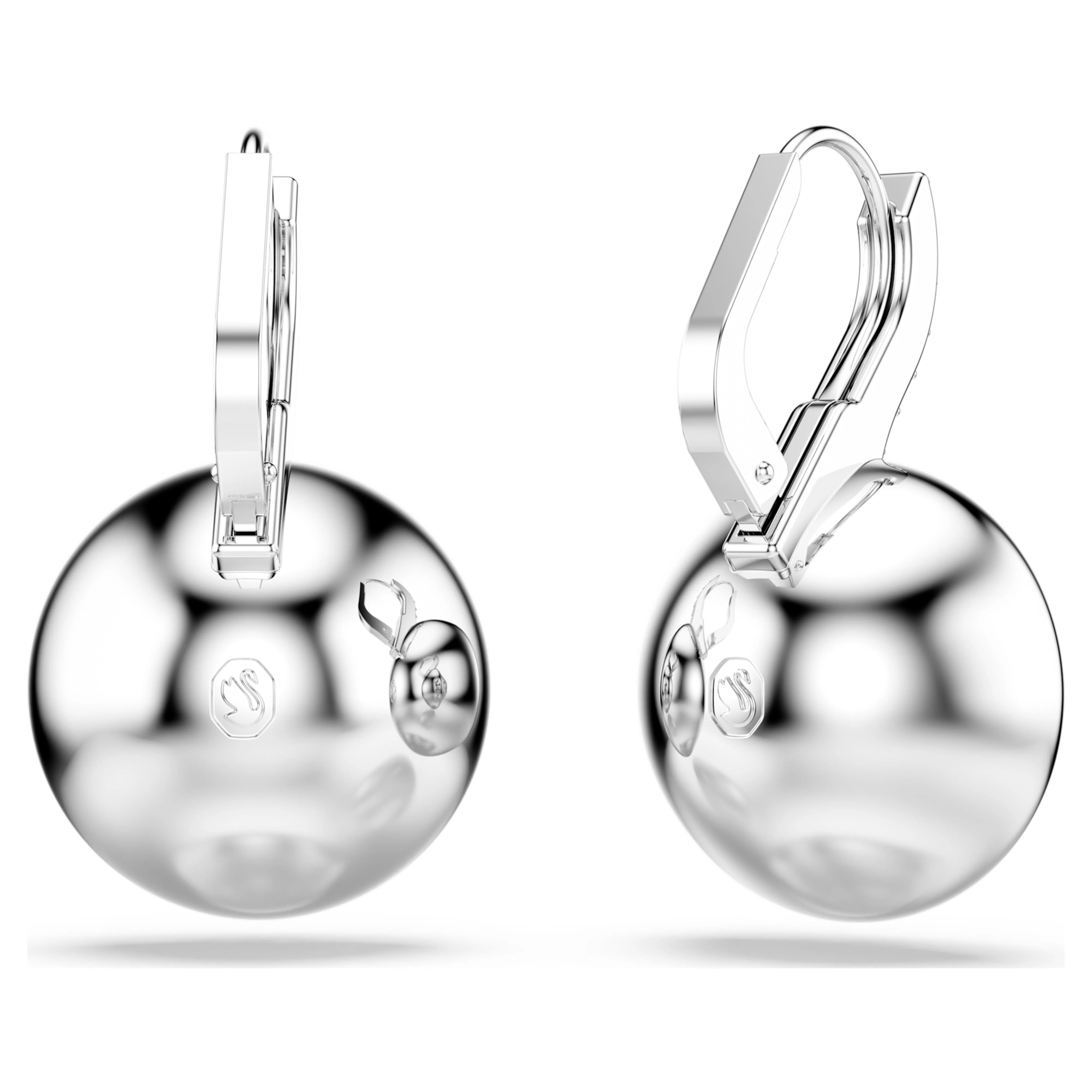 Millenia drop earrings Round cut, White, Rhodium plated - Image 4