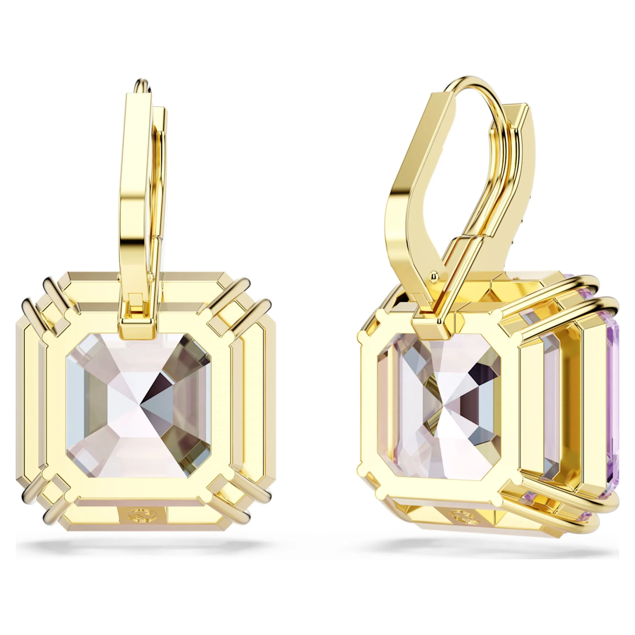 Millenia drop earrings Square cut, Purple, 18K gold finish - Image 4