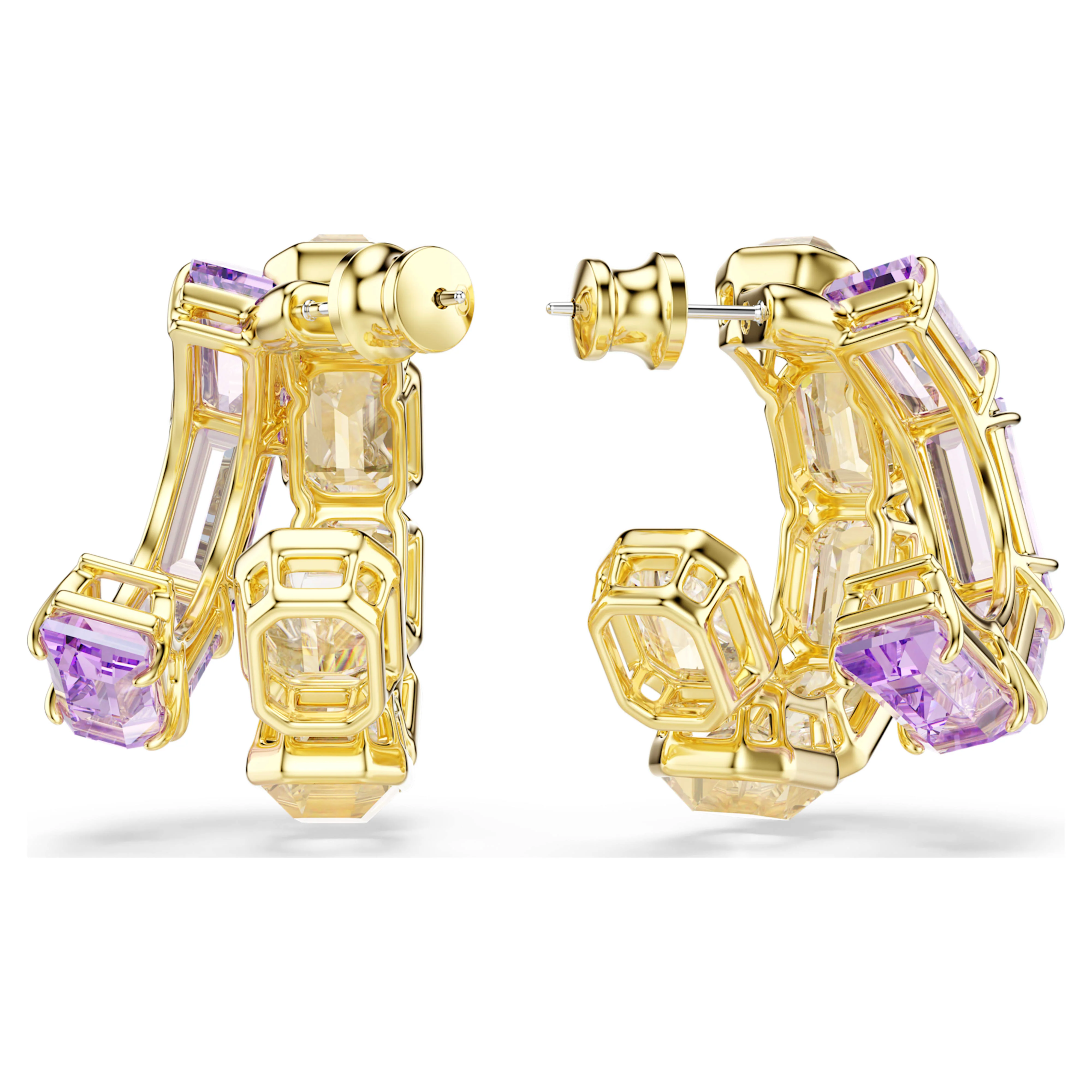 Millenia hoop earrings Mixed cuts, Multicolored, Gold-tone plated - Image 3