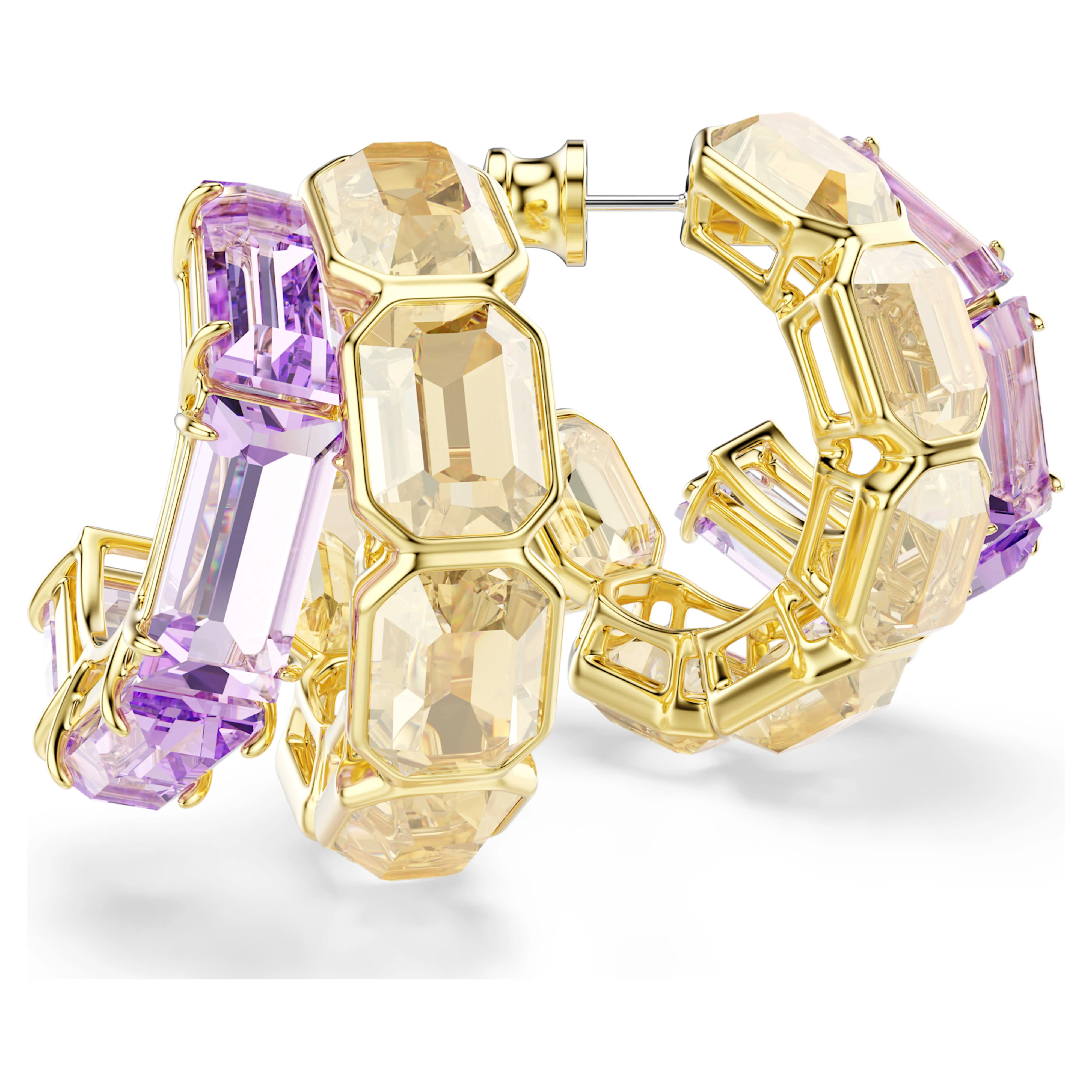 Millenia hoop earrings Mixed cuts, Multicolored, Gold-tone plated - Image 4