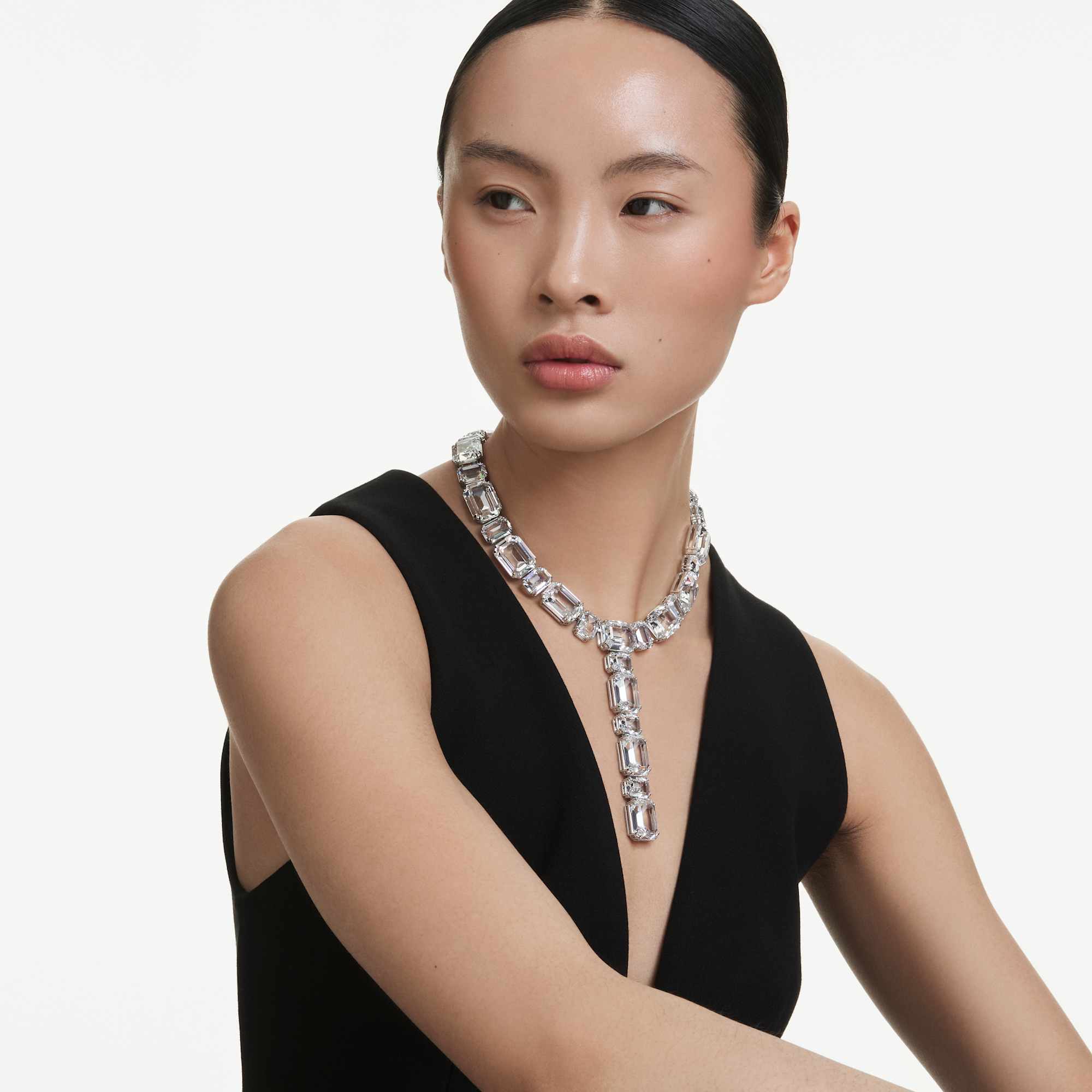 Millenia necklace Mixed cuts, White, Rhodium plated - Image 6