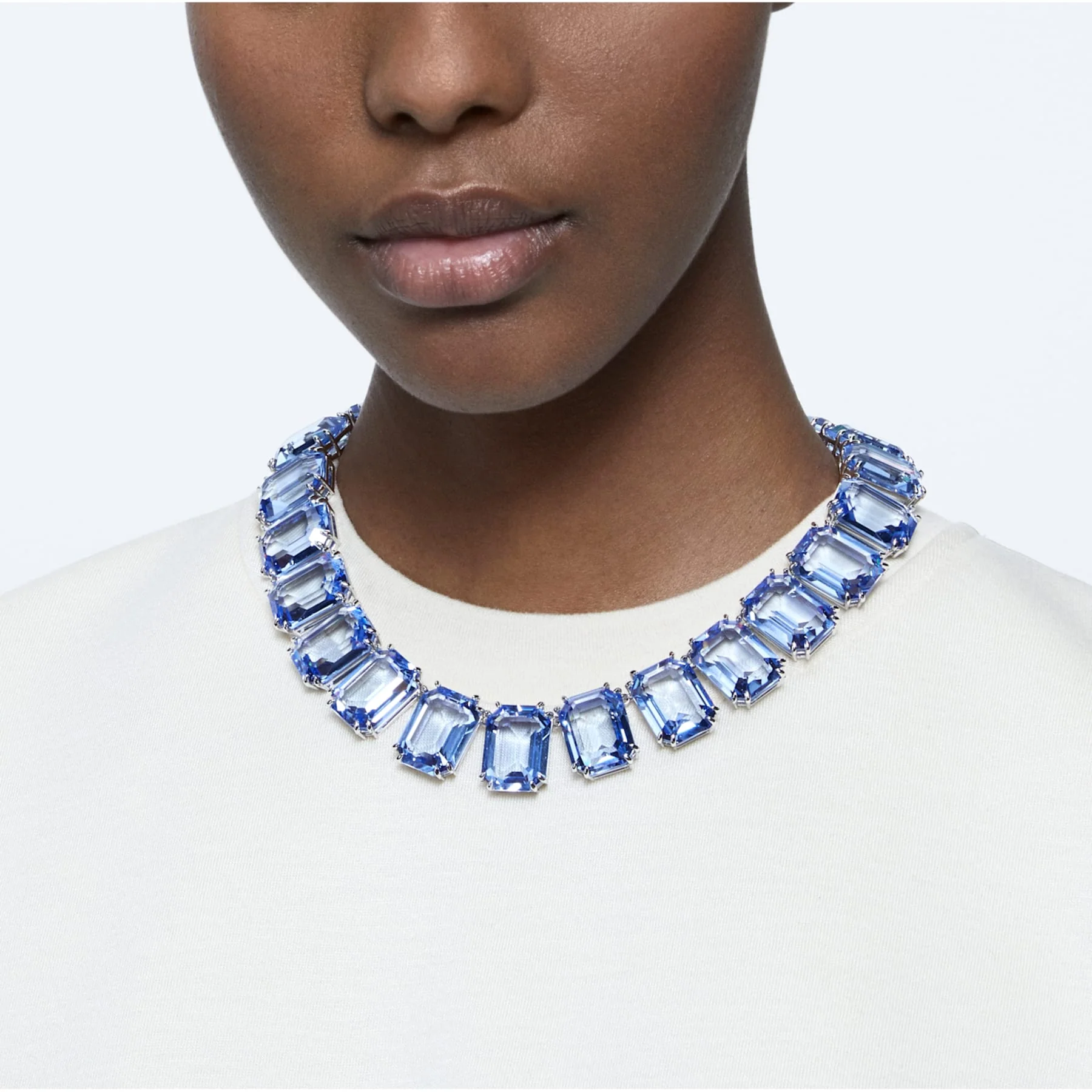 Millenia necklace Octagon cut crystals, Blue, Rhodium plated - Image 3