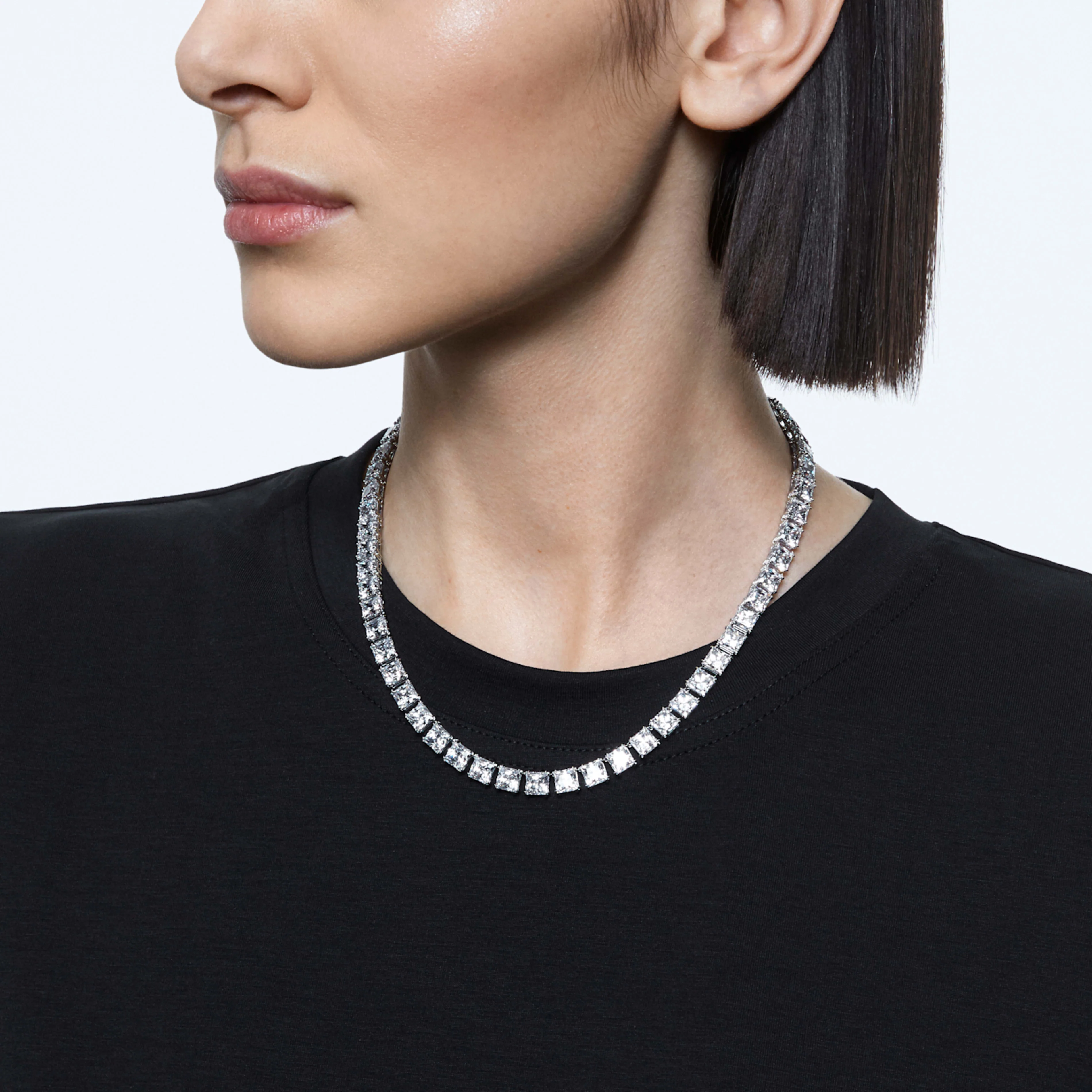 Millenia necklace Square cut Zirconia and crystal, White, Rhodium plated - Image 4