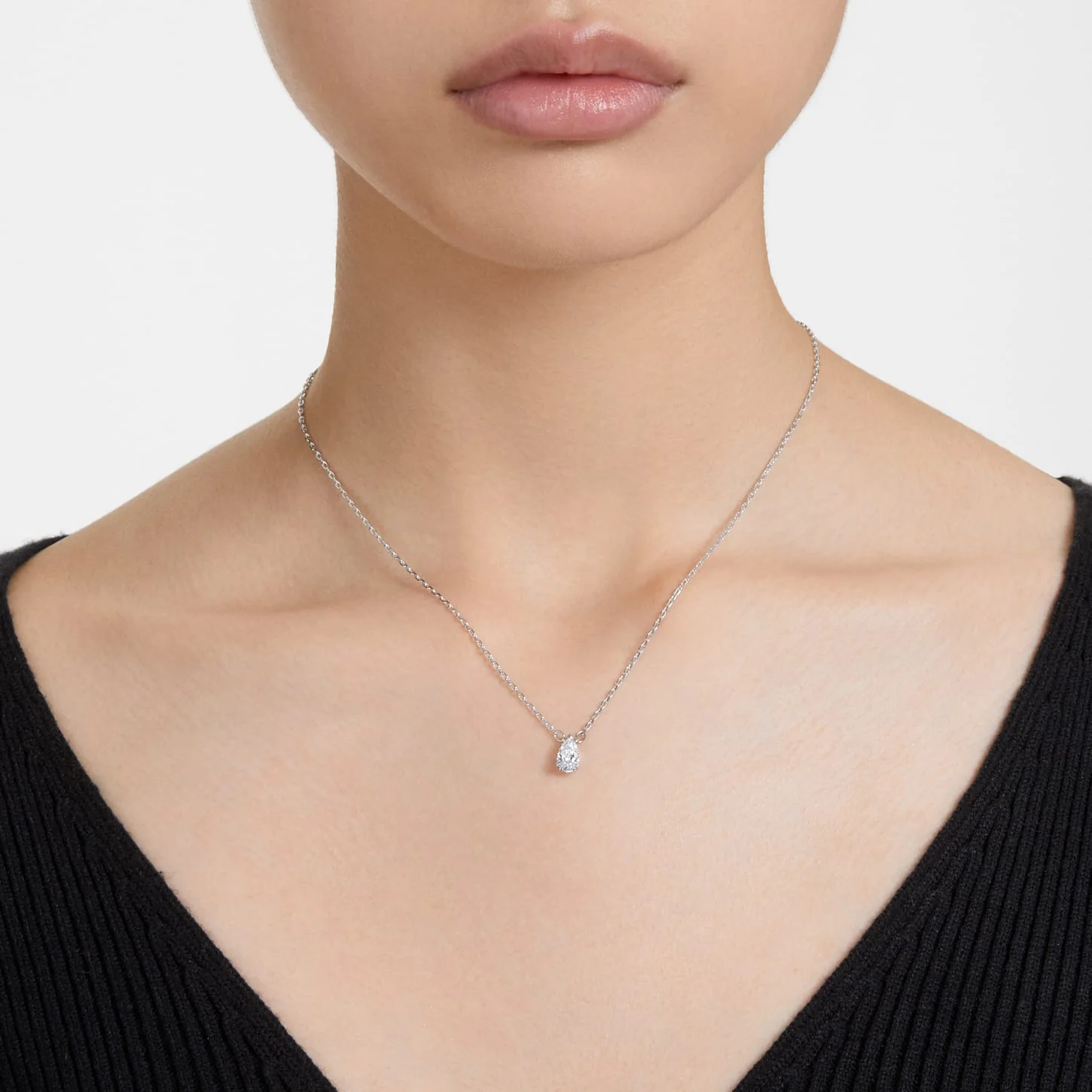 Millenia pendant Pear cut, White, Rhodium plated - Image 5