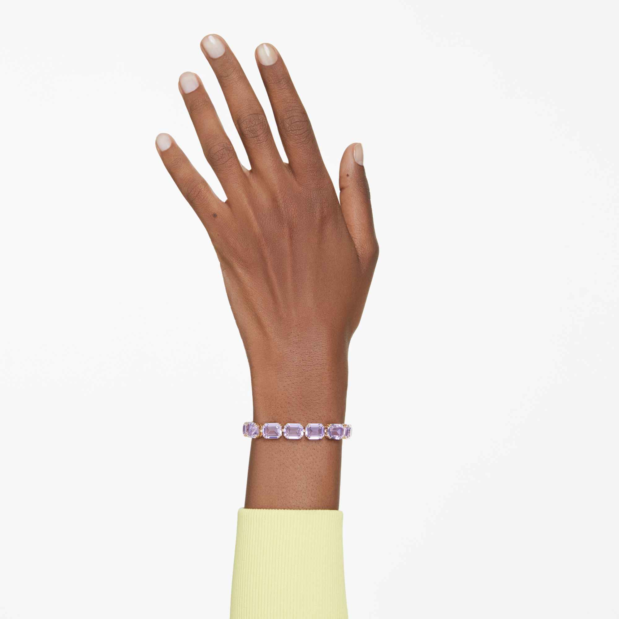 Millenia Tennis bracelet Octagon cut, Purple, Gold-tone plated - Image 5