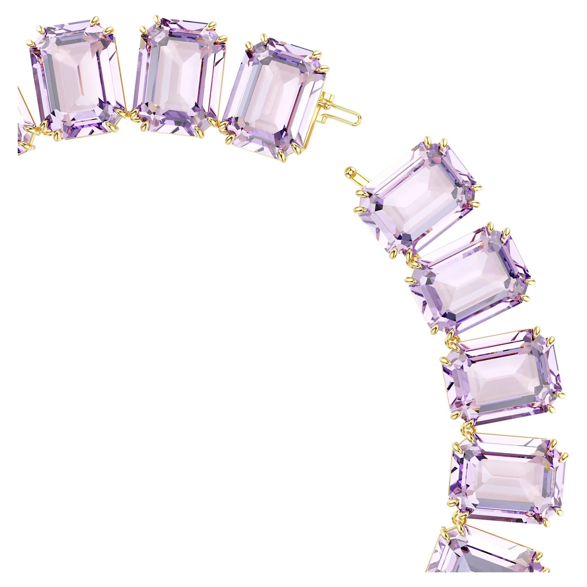 Millenia Tennis necklace Octagon cut, Purple, Gold-tone plated - Image 3