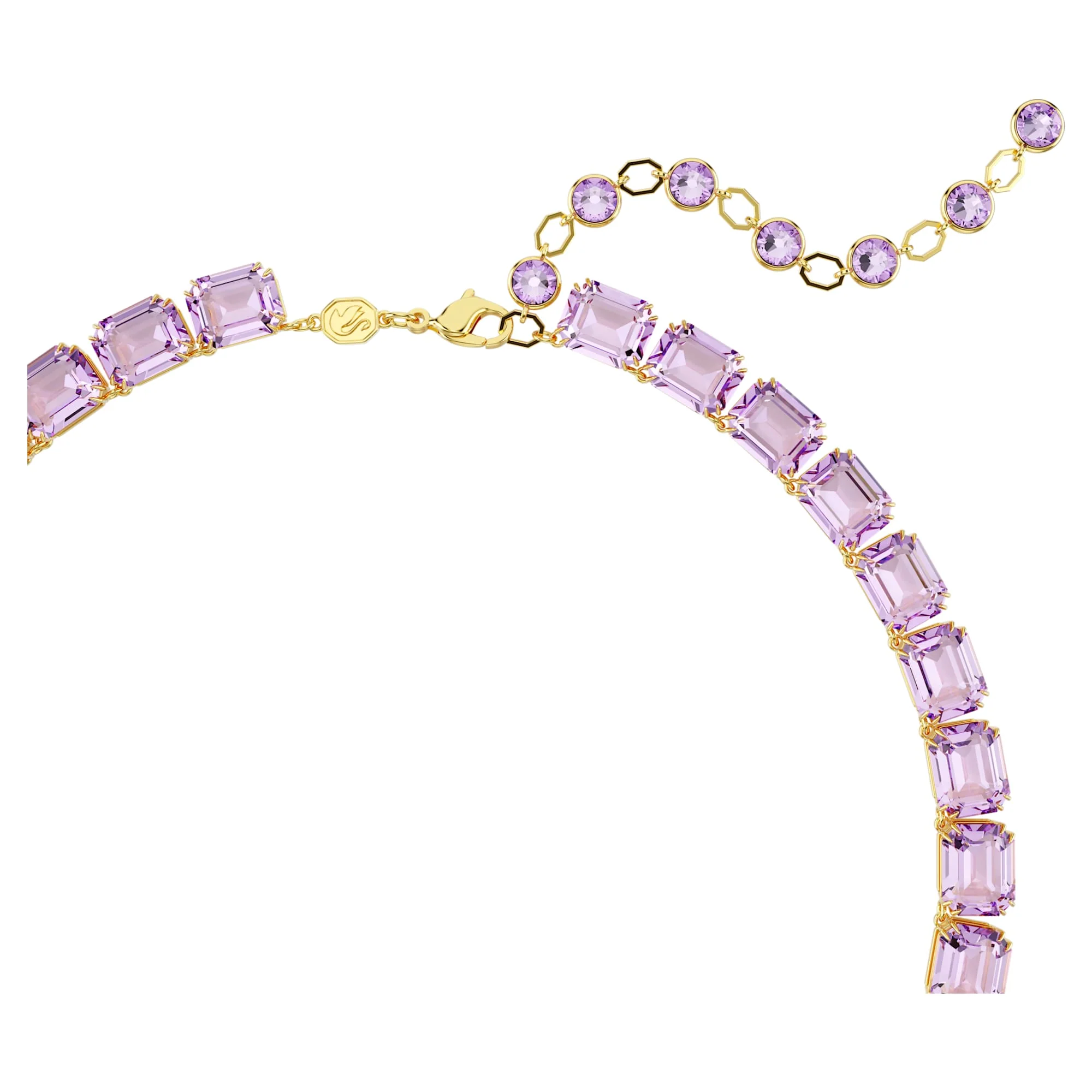 Millenia Tennis necklace Octagon cut, Purple, Gold-tone plated - Image 3