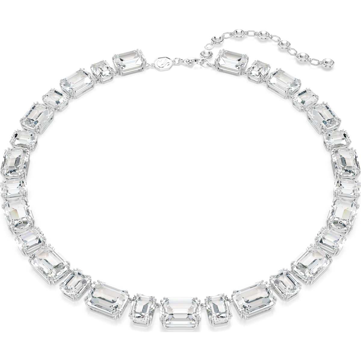 Millenia Tennis necklace Octagon cut, White, Rhodium plated