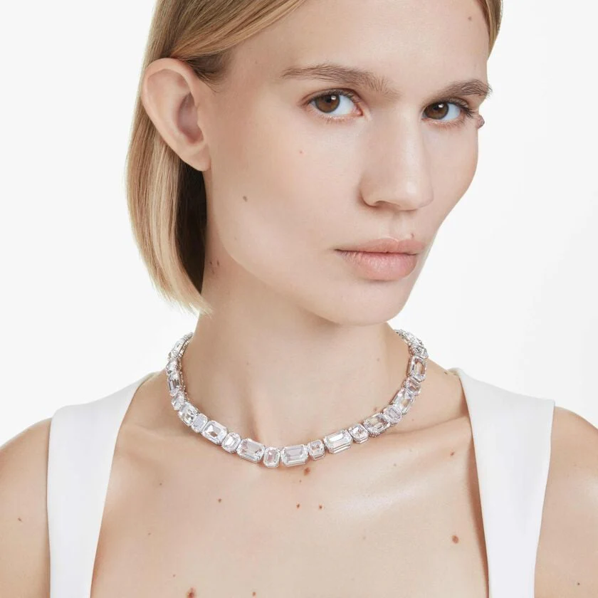 Millenia Tennis necklace Octagon cut, White, Rhodium plated - Image 6