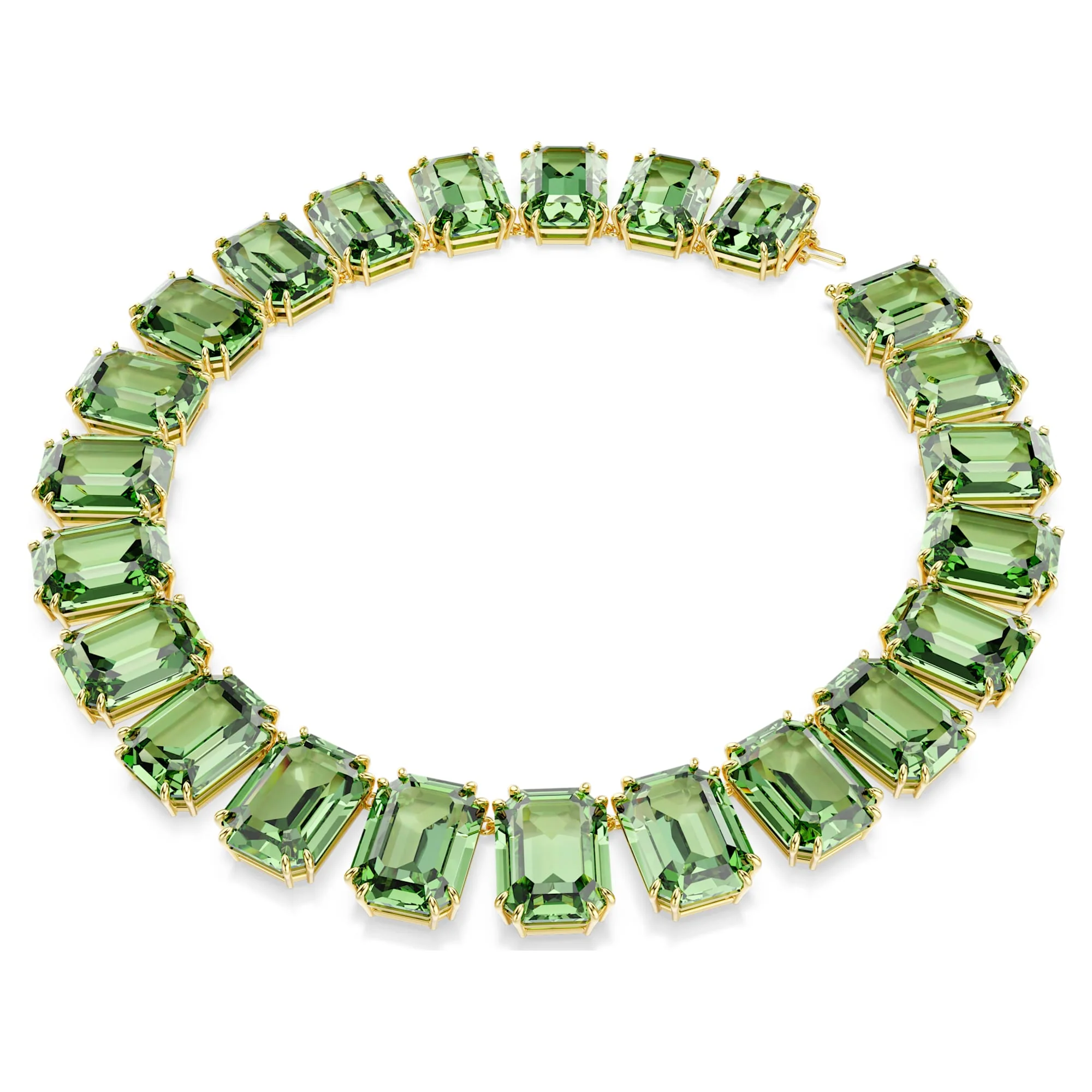 Millenia Tennis necklace Oversized crystals, Octagon cut, Green, Gold-tone plated - Image 2
