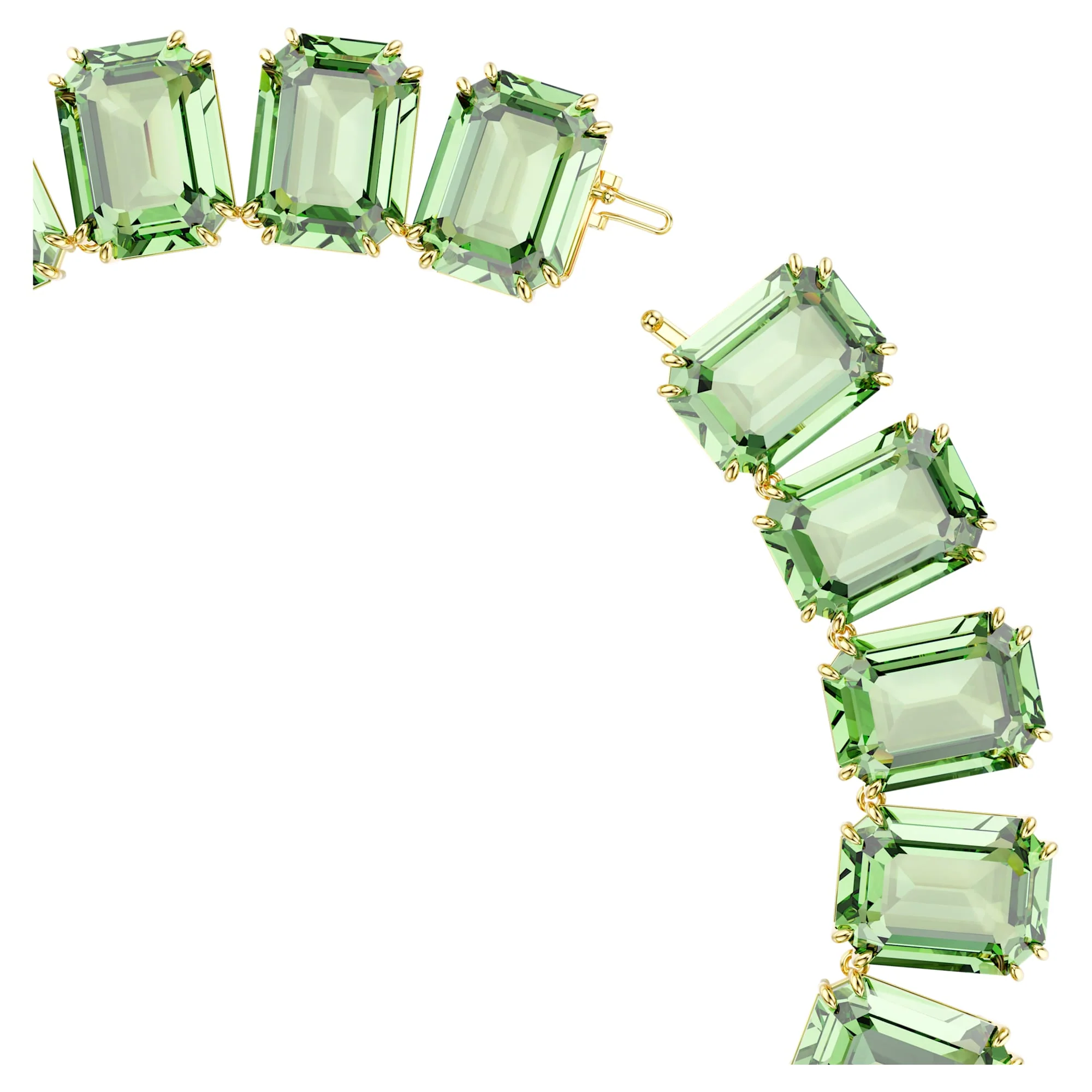 Millenia Tennis necklace Oversized crystals, Octagon cut, Green, Gold-tone plated - Image 3