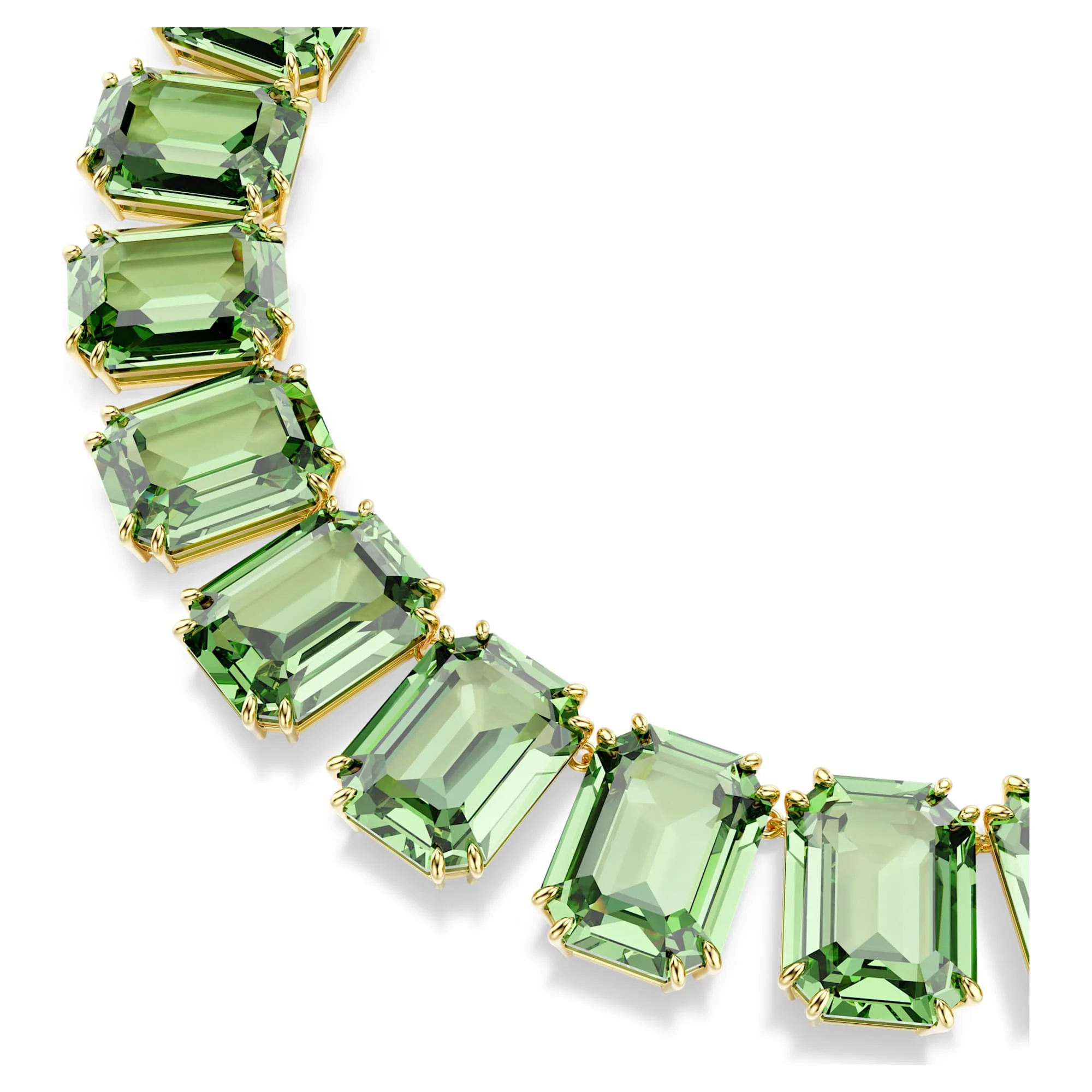 Millenia Tennis necklace Oversized crystals, Octagon cut, Green, Gold-tone plated - Image 4