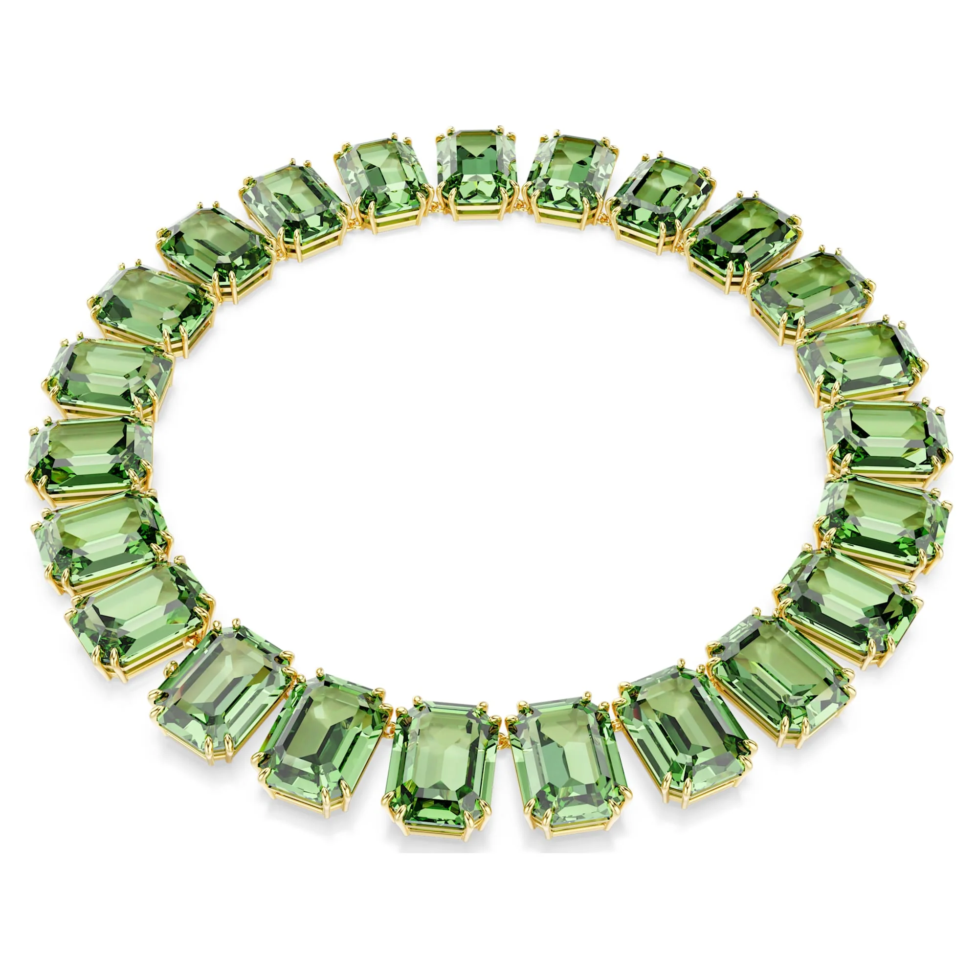 Millenia Tennis necklace Oversized crystals, Octagon cut, Green, Gold-tone plated - Image 5