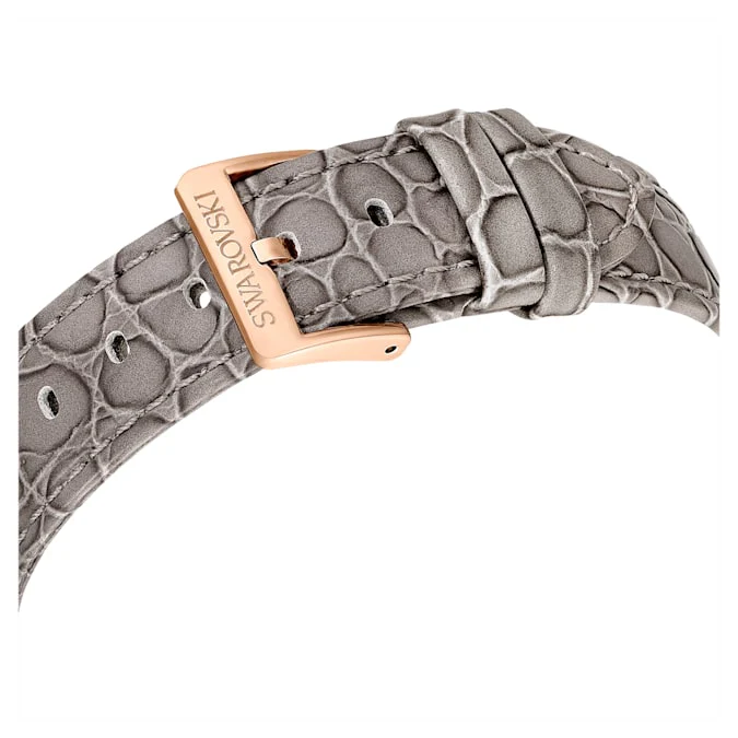 Octea Chrono watch Swiss Made, Leather strap, Gray, Rose gold-tone finish - Image 7