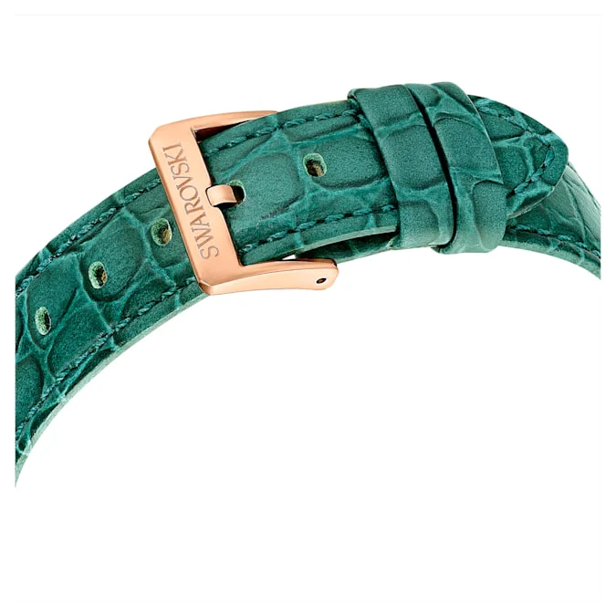 Octea Chrono watch Swiss Made, Leather strap, Green, Rose gold-tone finish - Image 8