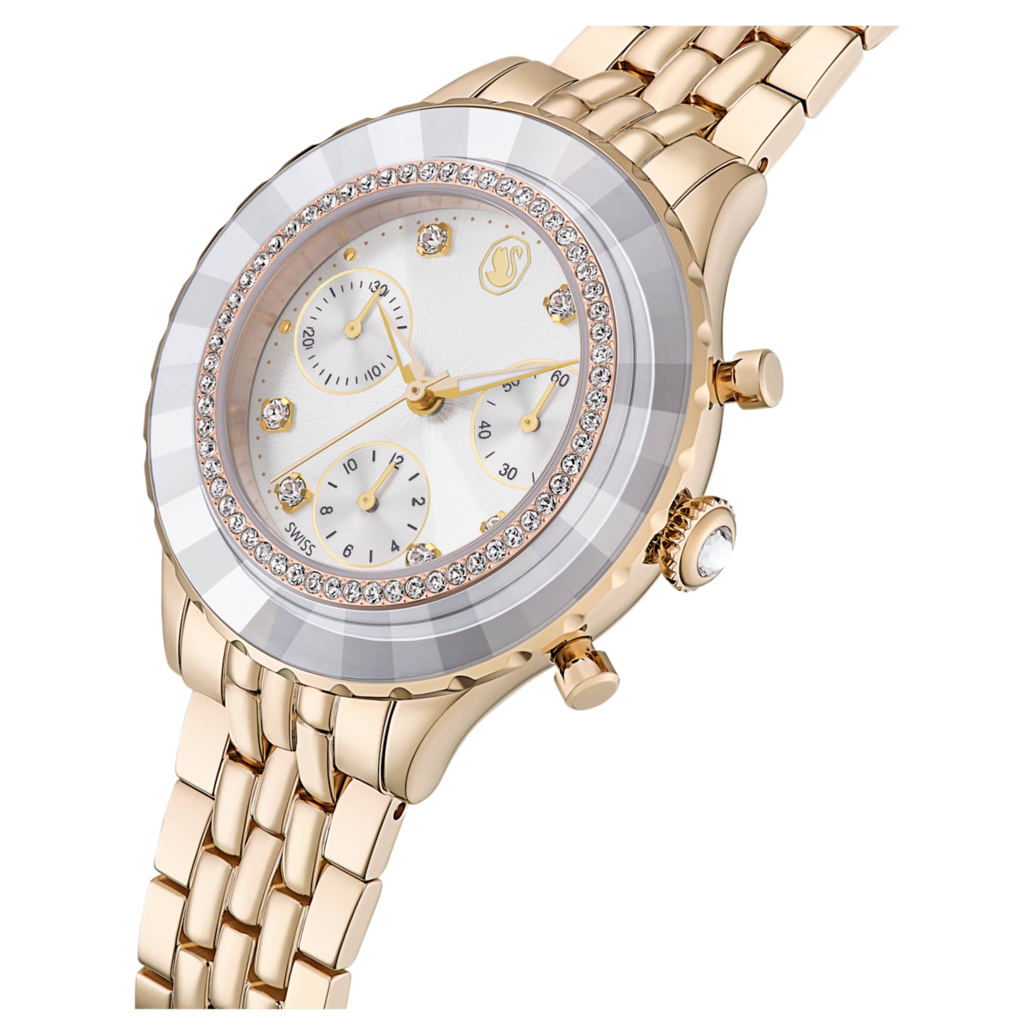 Octea chrono watch Swiss Made, Metal bracelet, Gold tone, Champagne gold-tone finish - Image 4