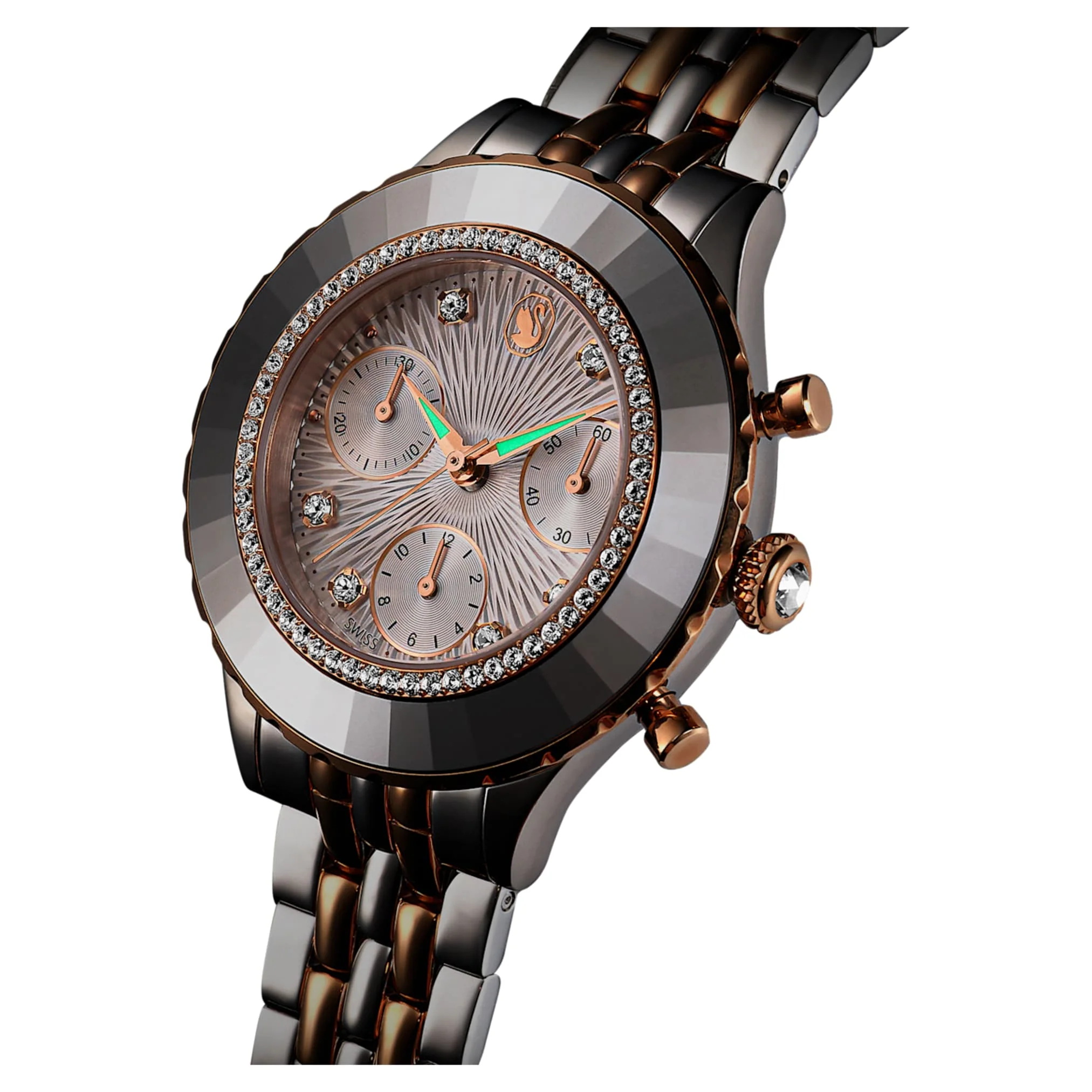 Octea Chrono watch Swiss Made, Metal bracelet, Rose gold tone, Mixed metal finish - Image 7
