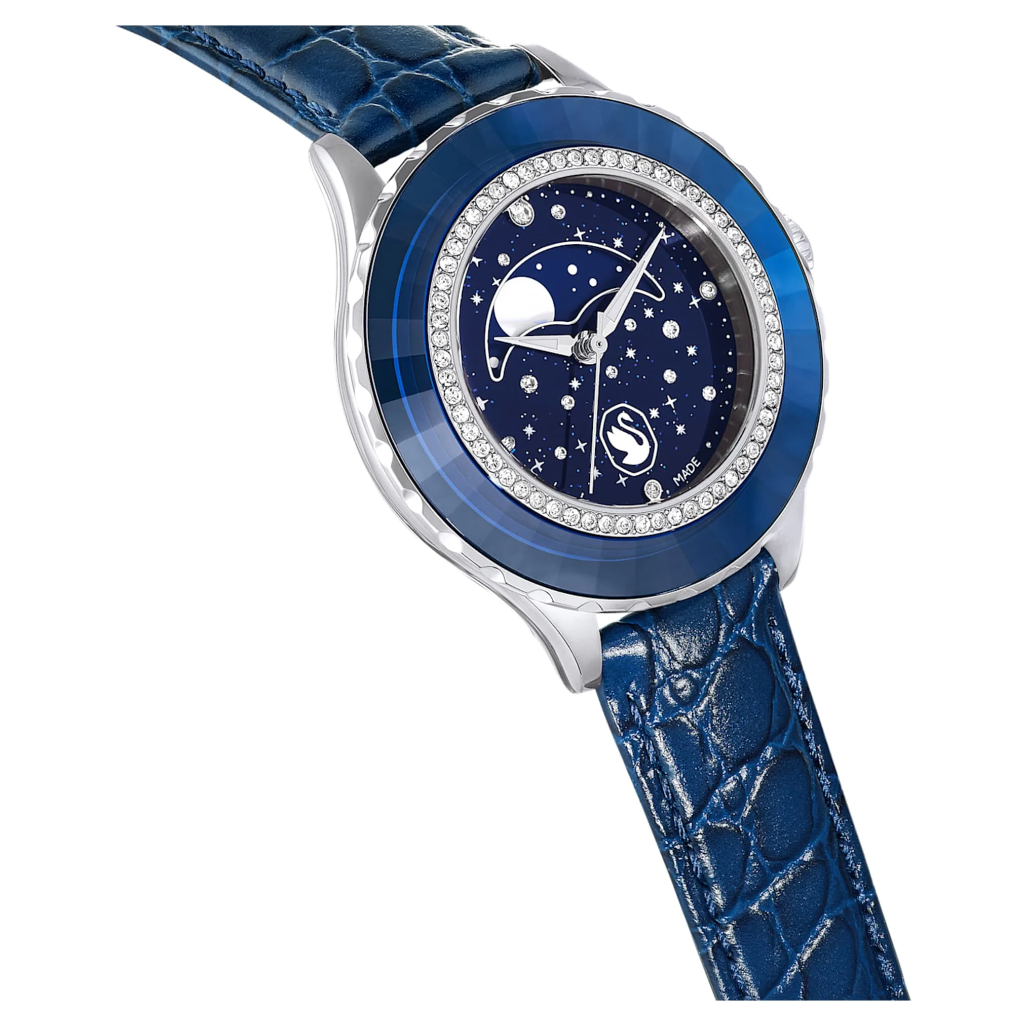 Octea Moon watch Swiss Made, Moon, Leather strap, Blue, Stainless steel - Image 6