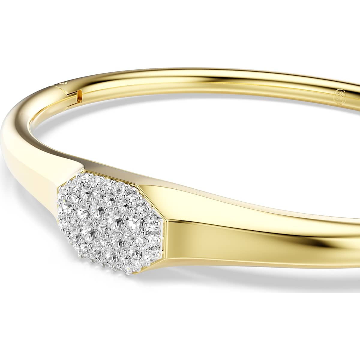 Prev Dextera bangle, Round cut, White, Gold-tone plated - Image 4