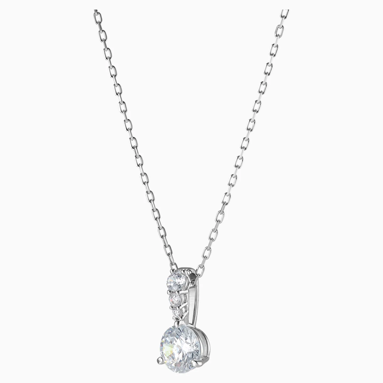 SOLITAIRE PENDANT, WHITE, RHODIUM PLATED - Image 3