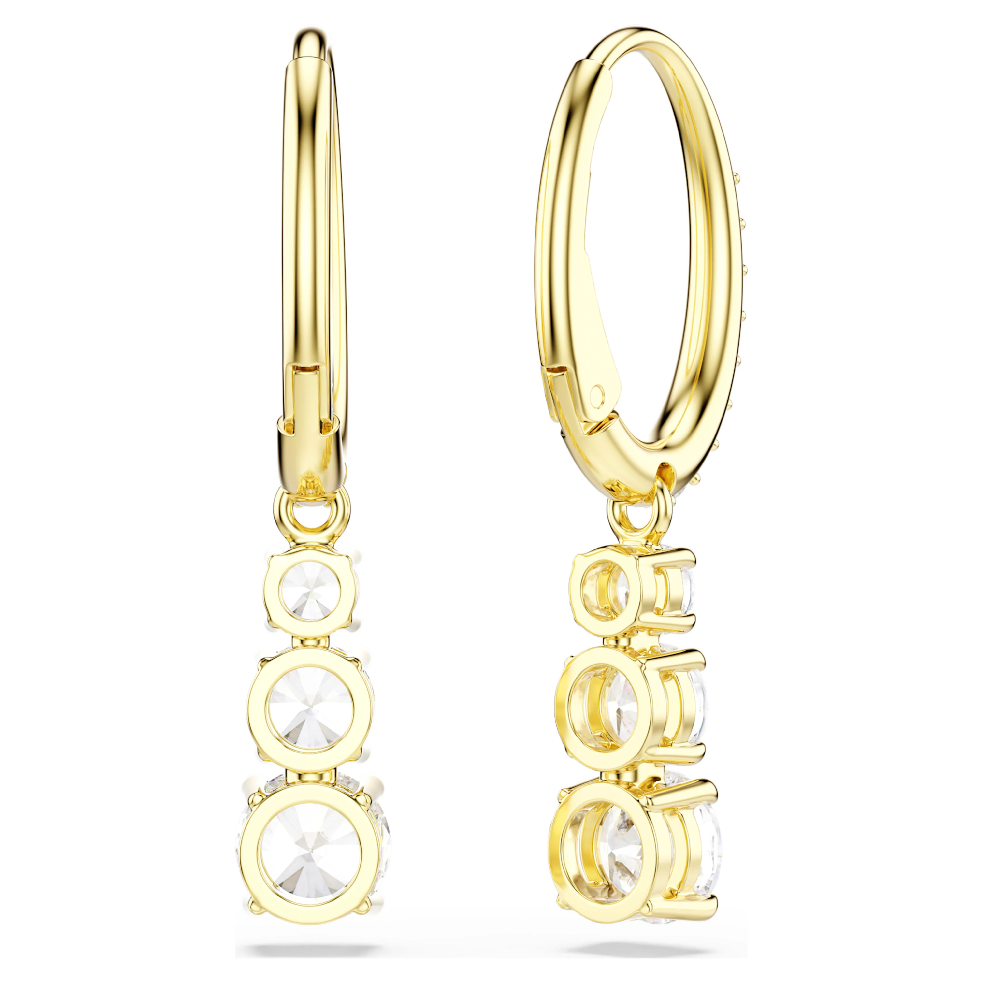 Stilla Attract hoop earrings Round cut, White, Gold-tone plated - Image 3
