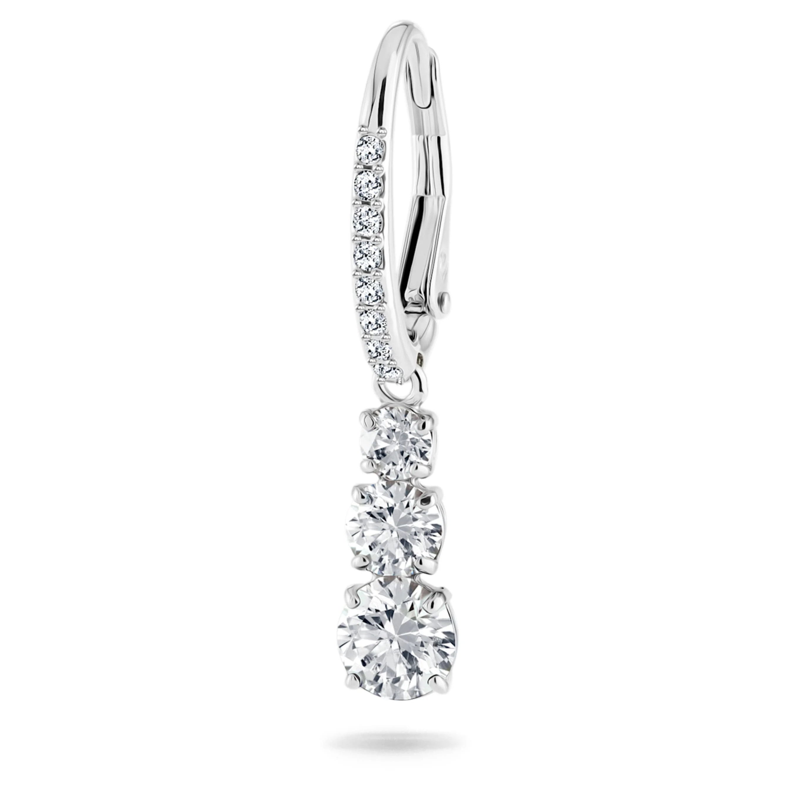 Stilla Attract hoop earrings Round cut, White, Rhodium plated - Image 3