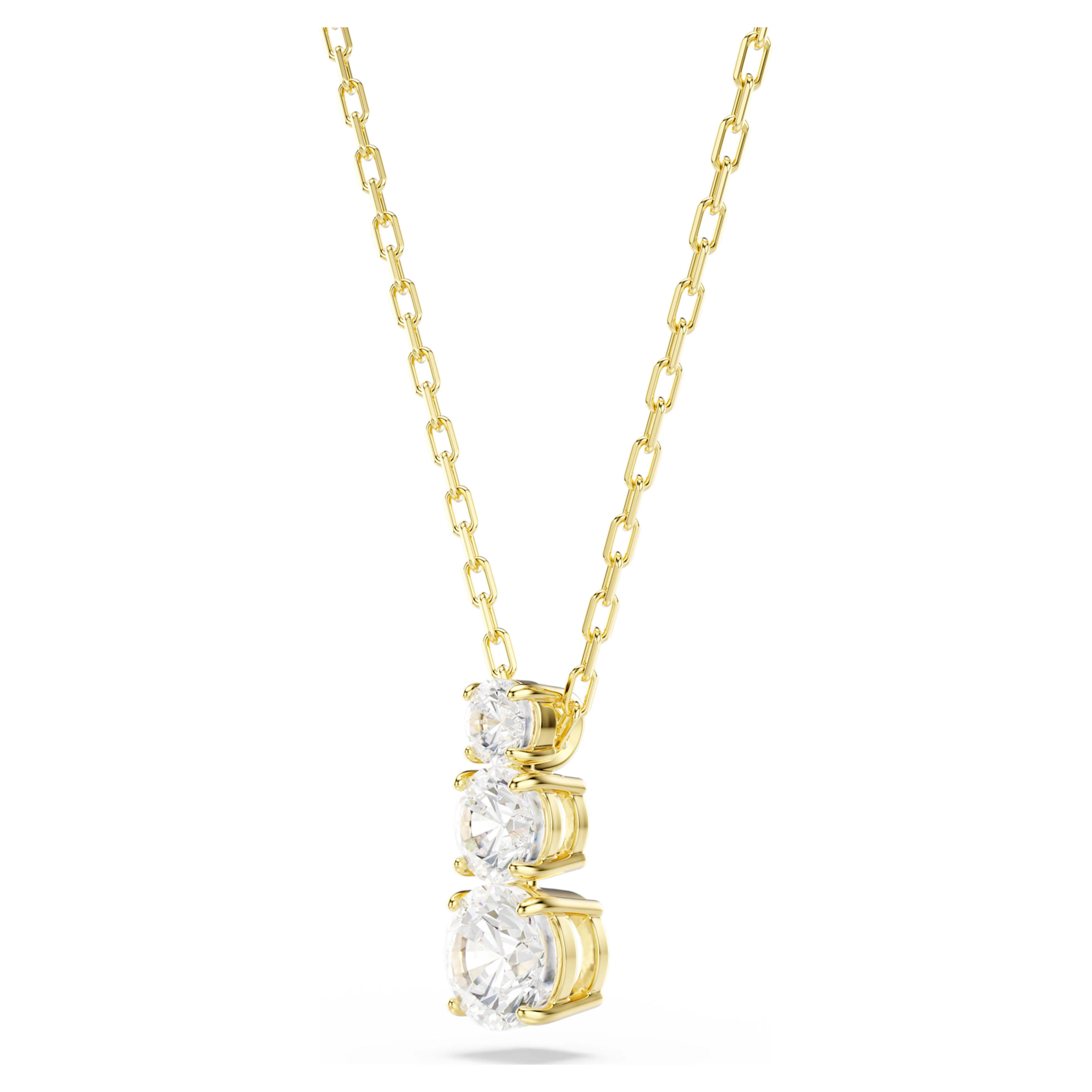 Stilla Attract pendant Round cut, White, Gold-tone plated - Image 3