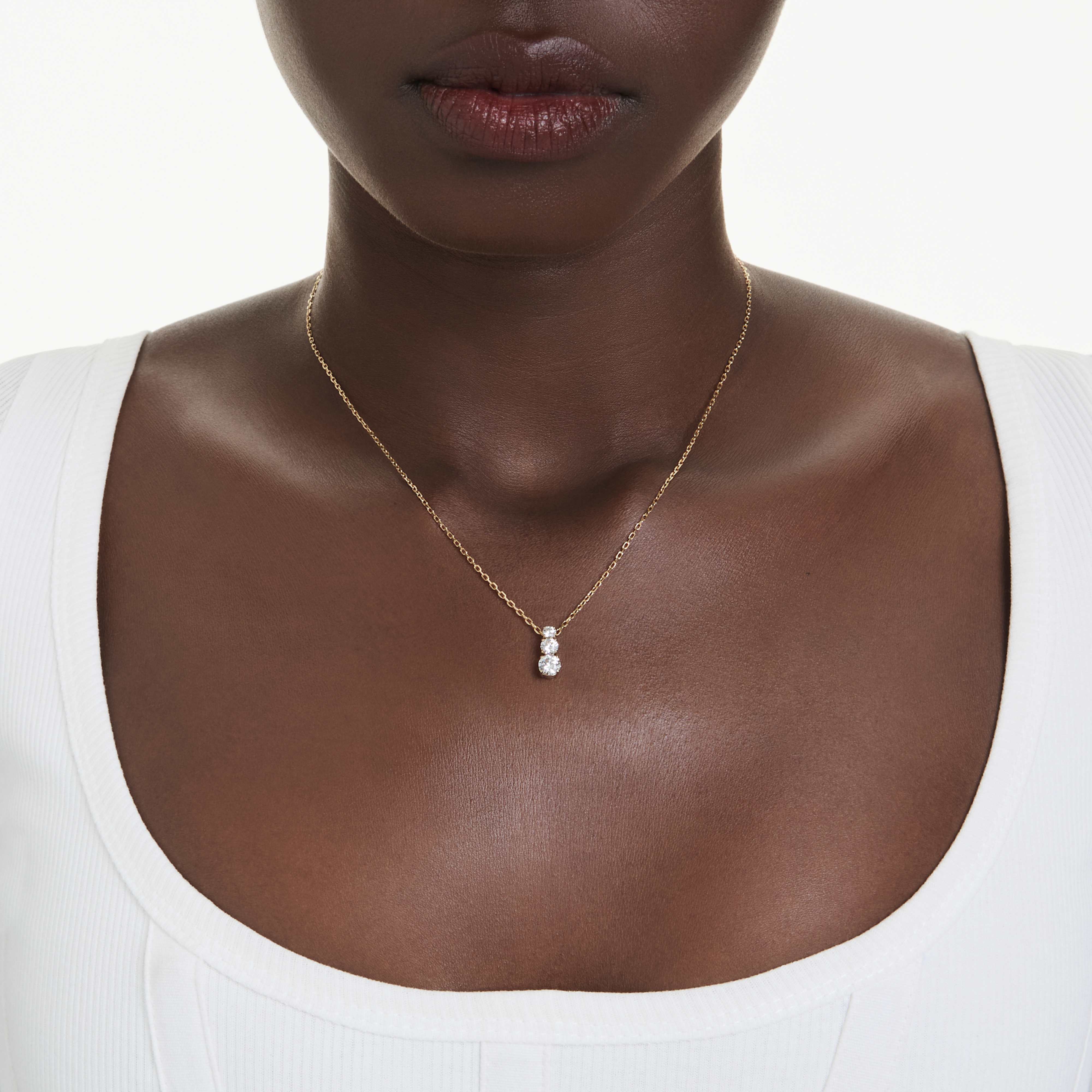 Stilla Attract pendant Round cut, White, Gold-tone plated - Image 6