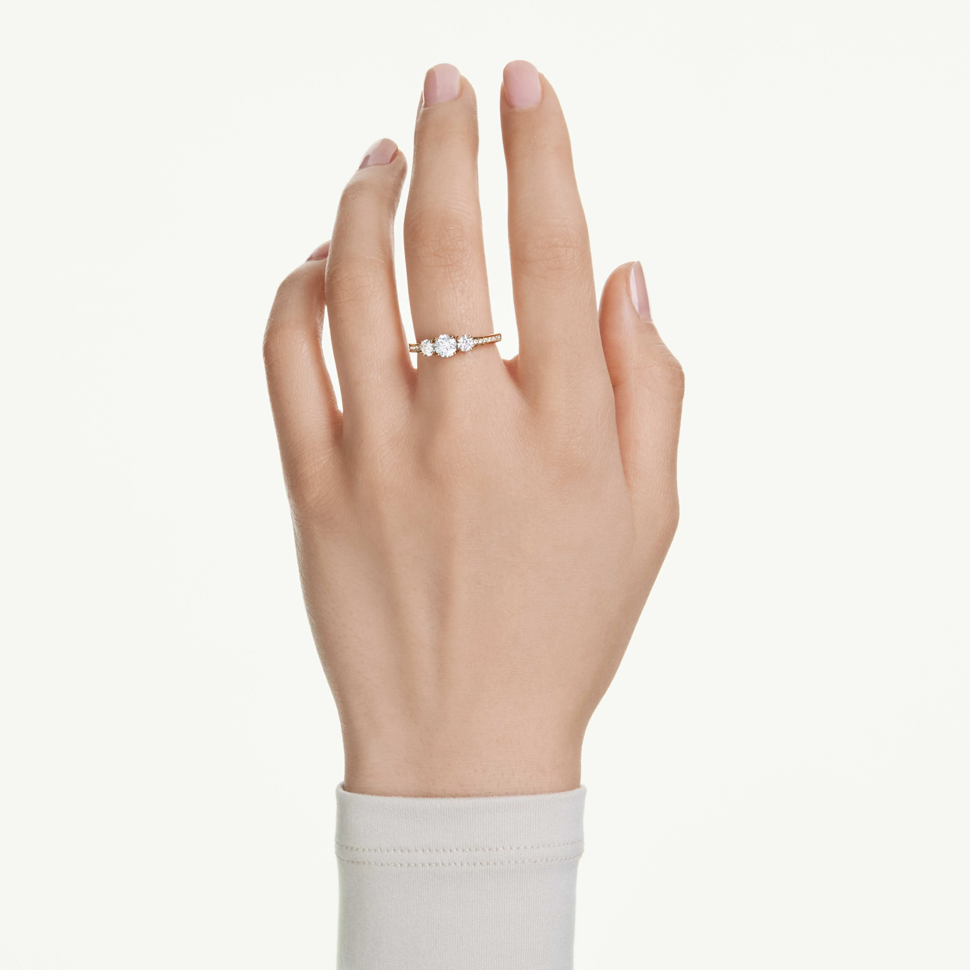 Stilla Attract ring Round cut, White, Gold-tone plated - Image 5