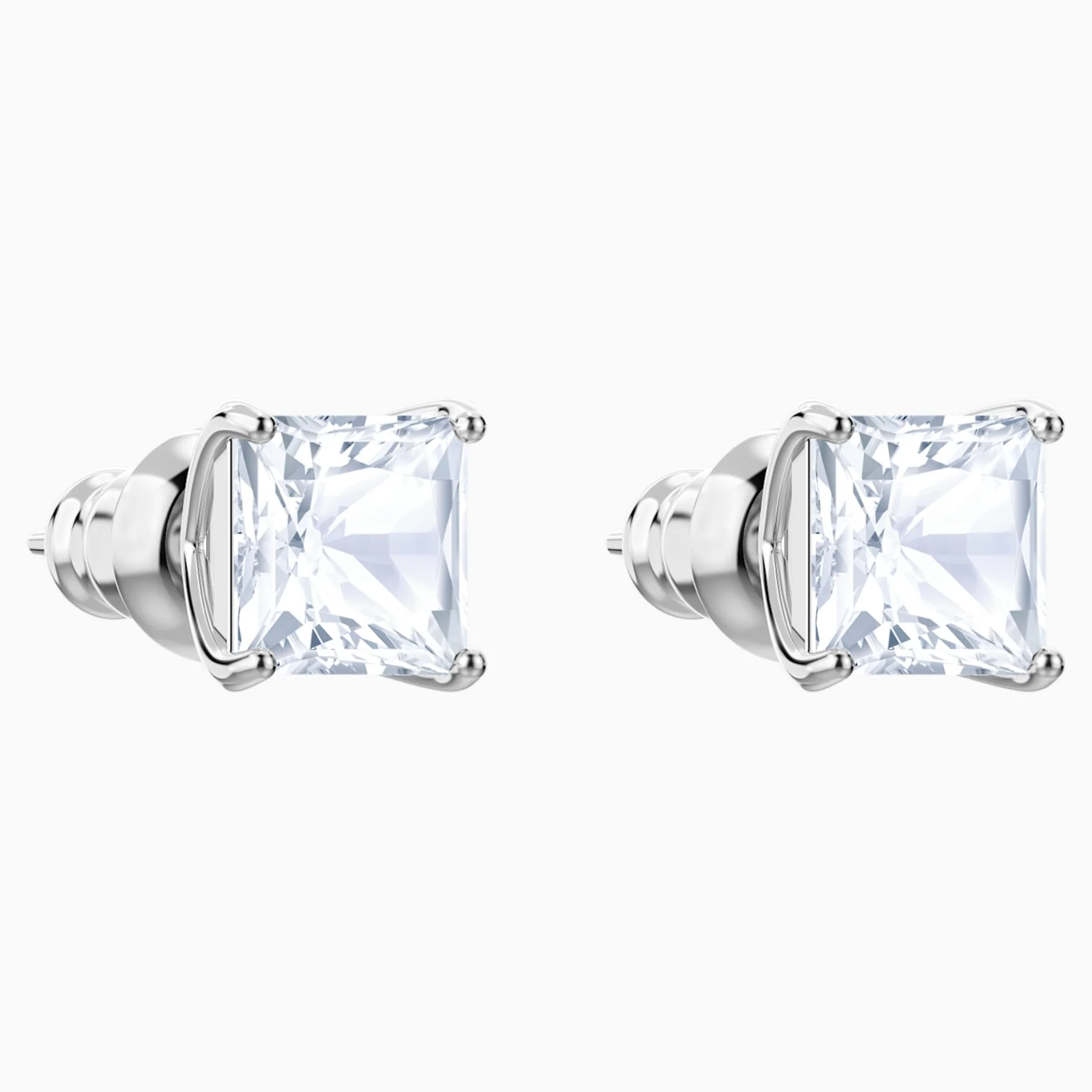 Stilla Attract stud earrings Square cut, White, Rhodium plated - Image 3