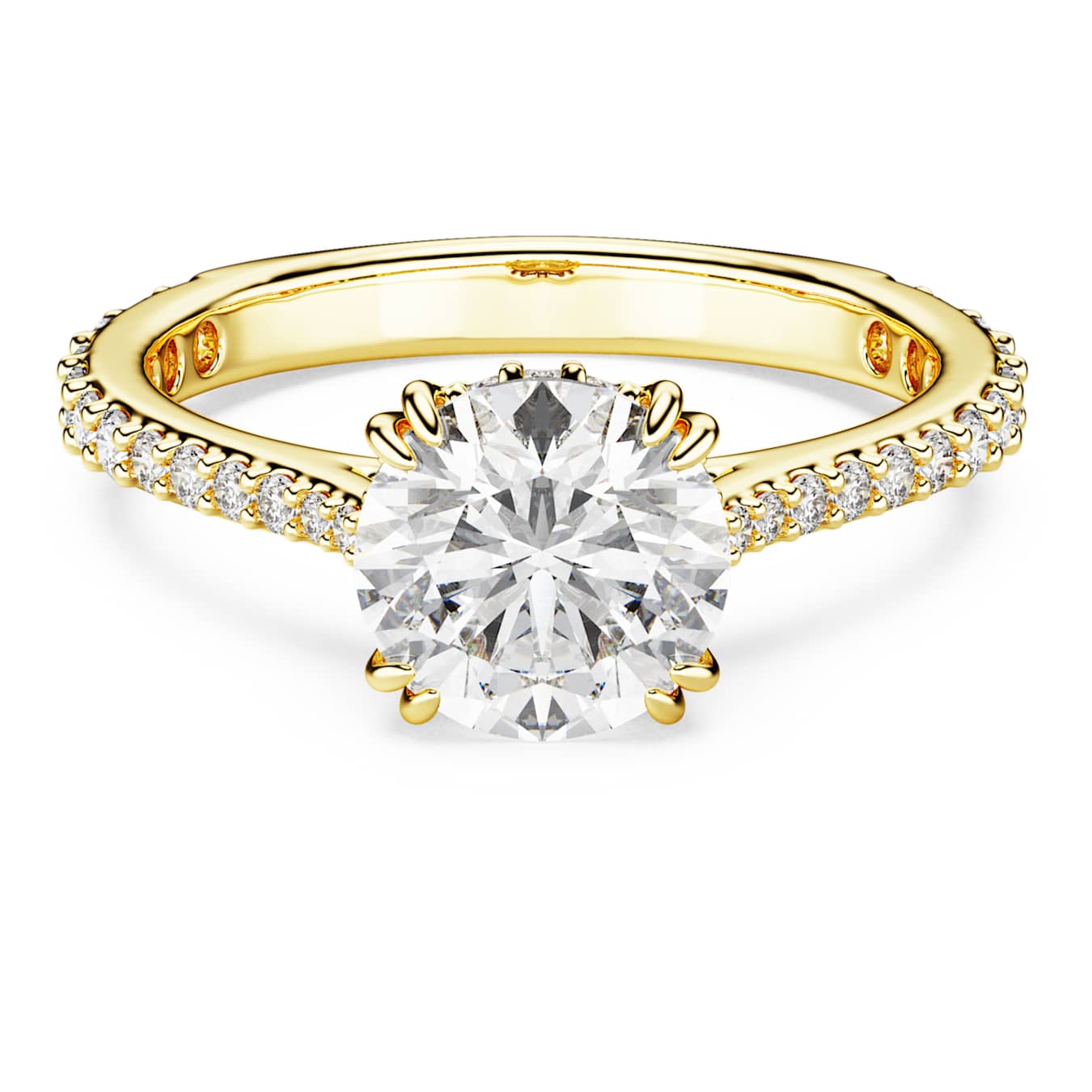 Stilla cocktail ring Round cut, Pavé, White, Gold-tone plated
