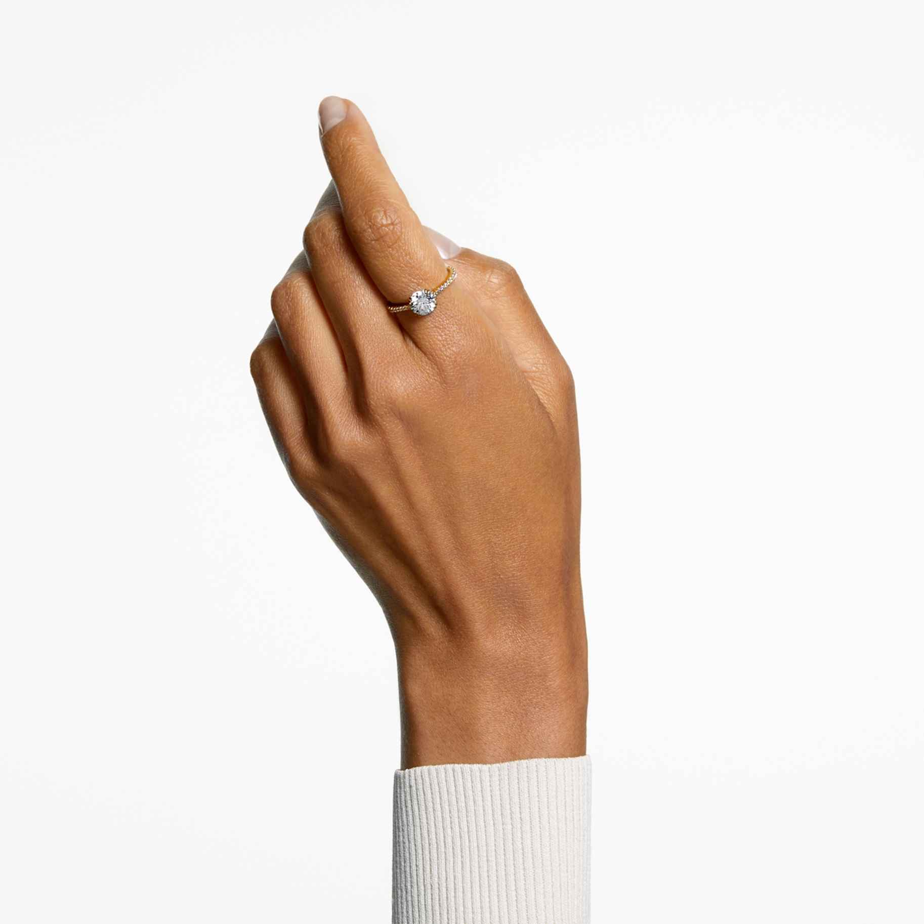 Stilla cocktail ring Round cut, Pavé, White, Gold-tone plated - Image 5
