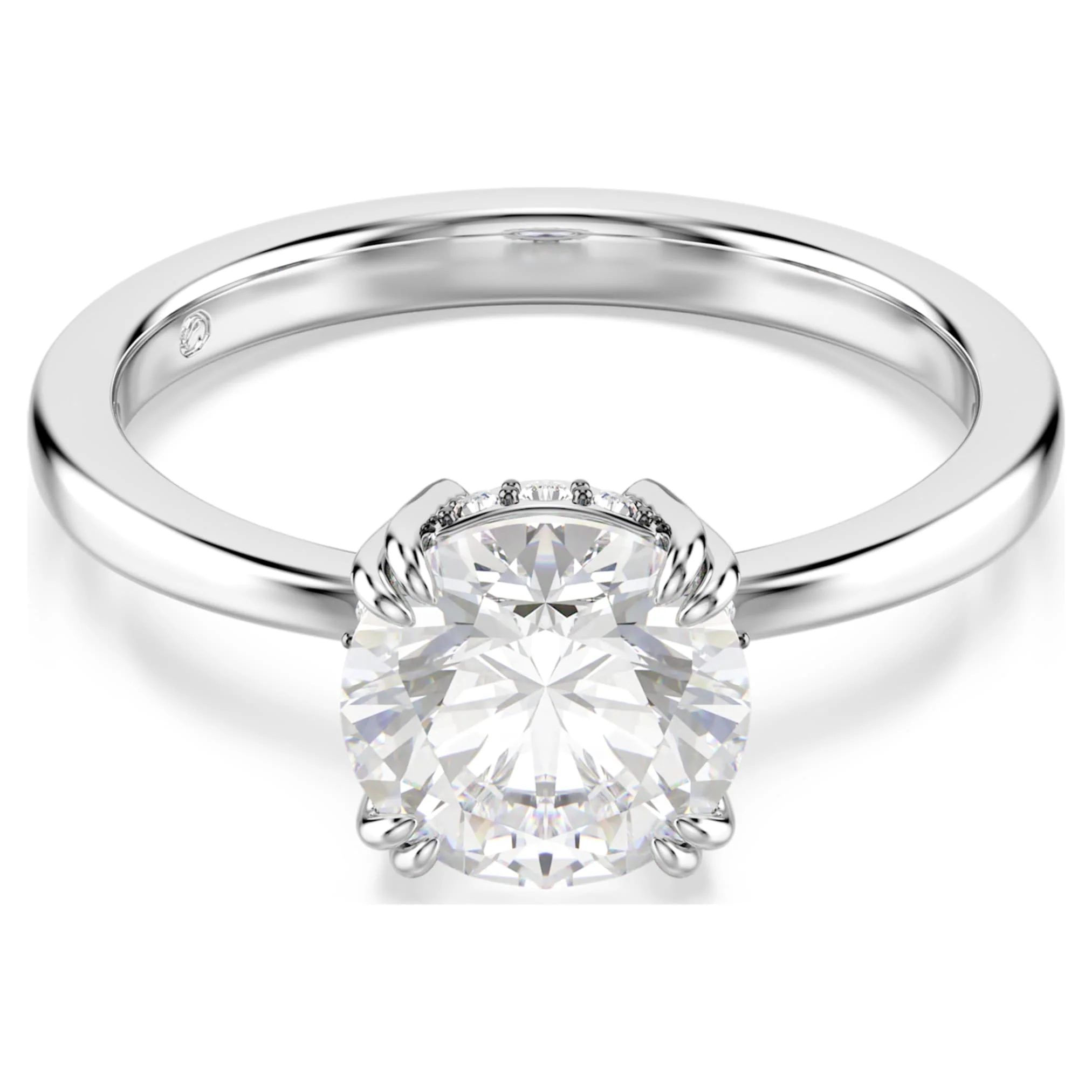 Stilla cocktail ring Round cut, White, Silver-tone finish