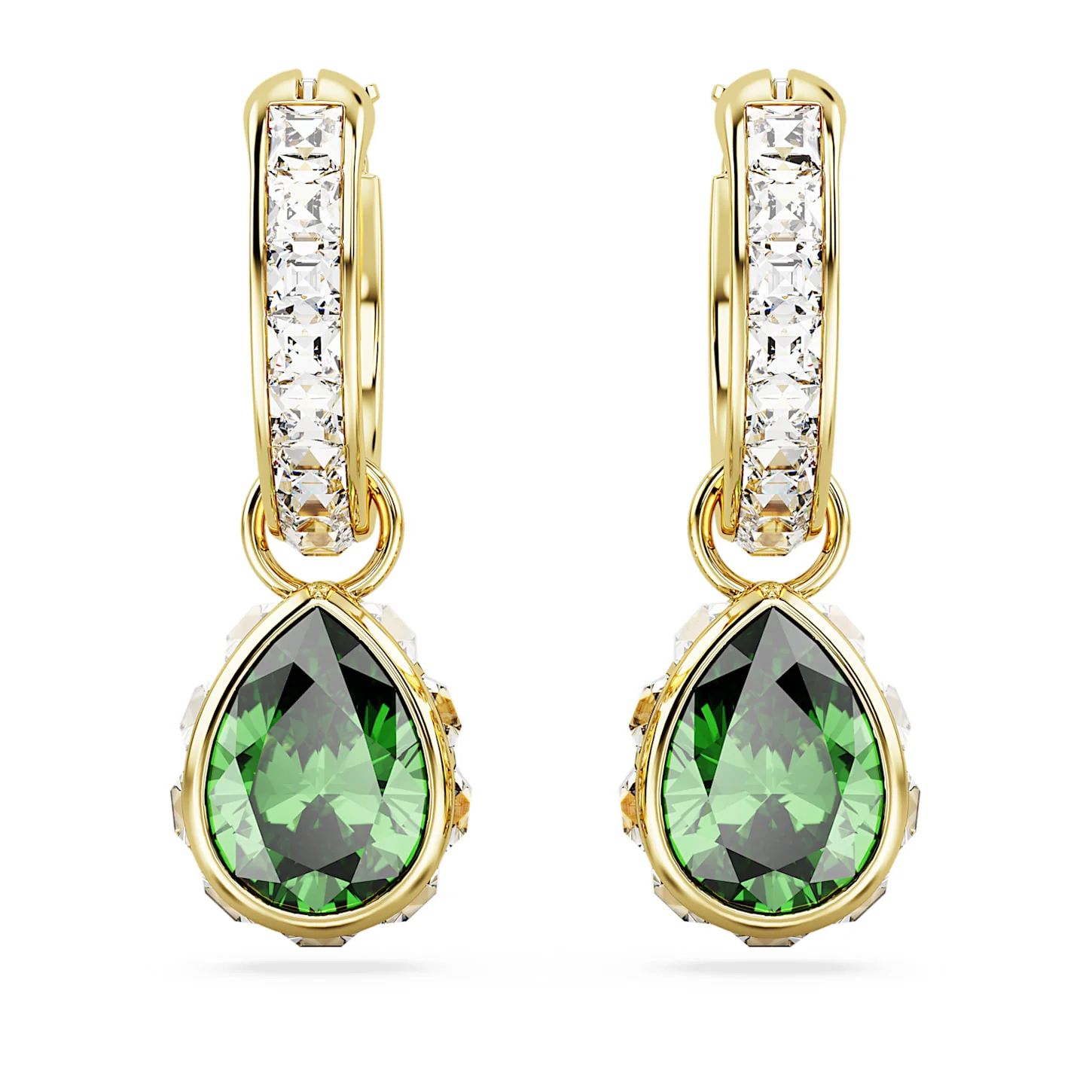 Stilla drop earrings Pear cut, Green, Gold-tone plated - Image 2