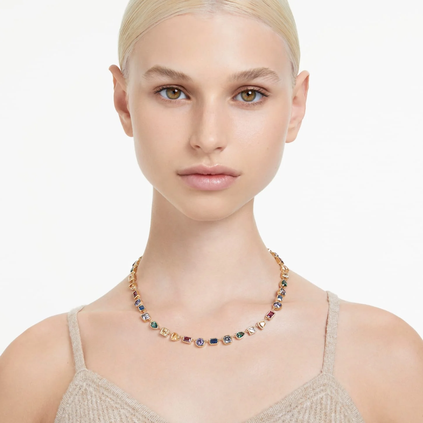 Stilla necklace Mixed cuts, Multicolored, Gold-tone plated - Image 5