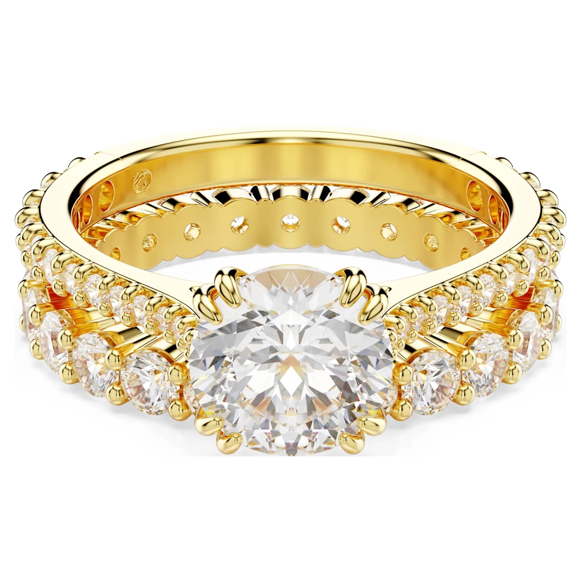 Stilla ring Set (2), Round cut, White, Gold-tone plated