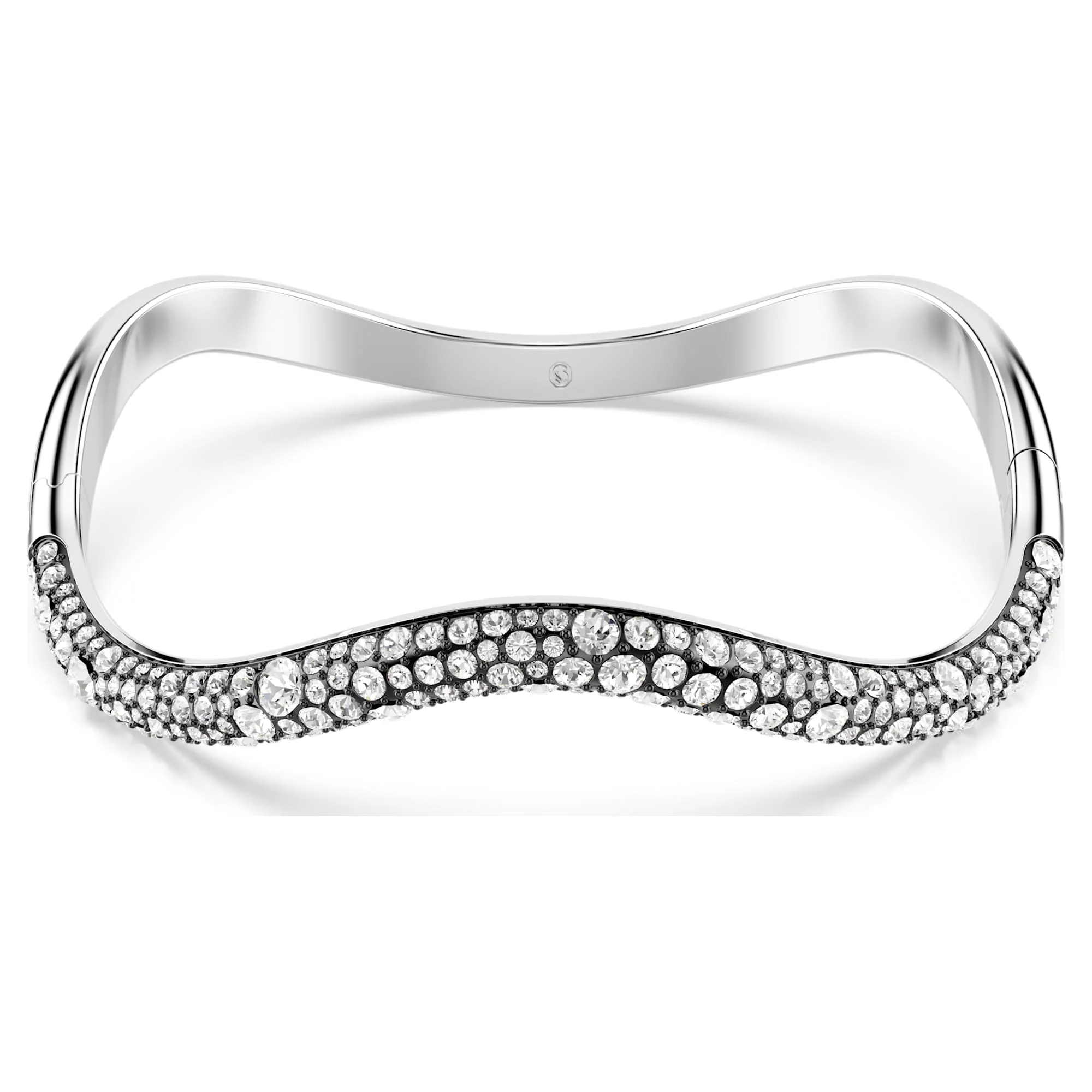 Sublima bangle Round cut, White, Rhodium plated