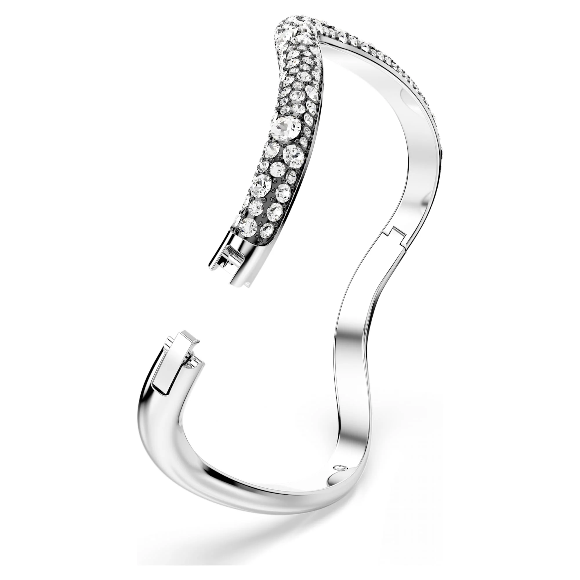 Sublima bangle Round cut, White, Rhodium plated - Image 3