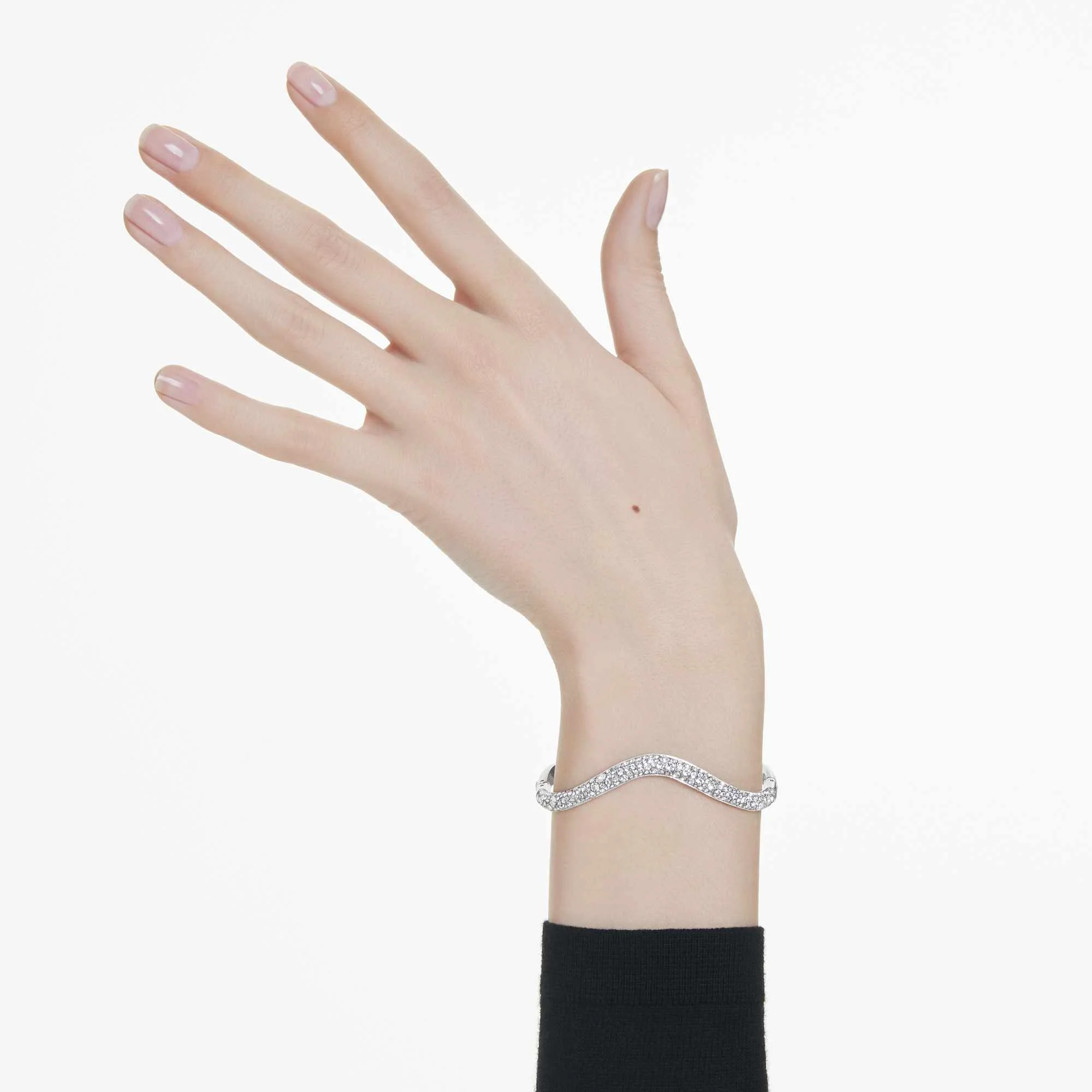 Sublima bangle Round cut, White, Rhodium plated - Image 5