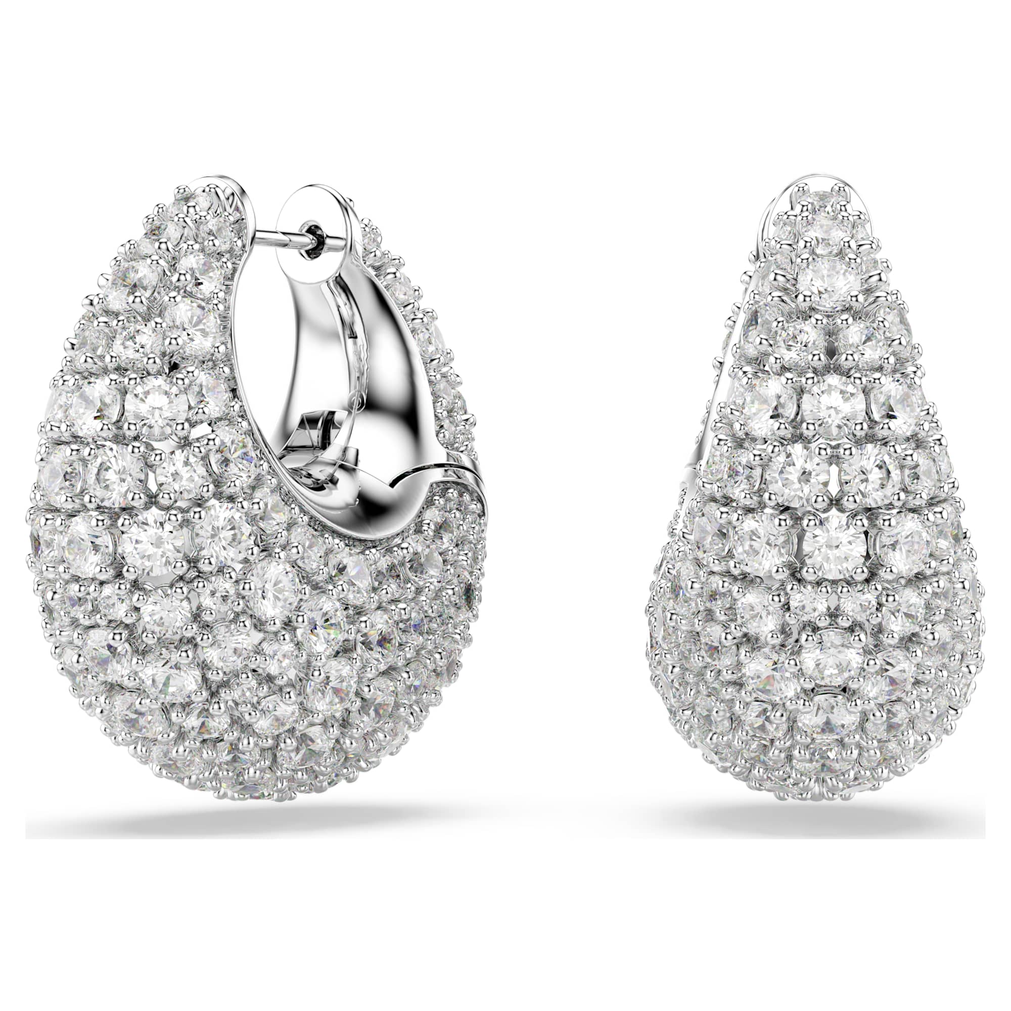 Sublima earrings Large, White, Rhodium plated