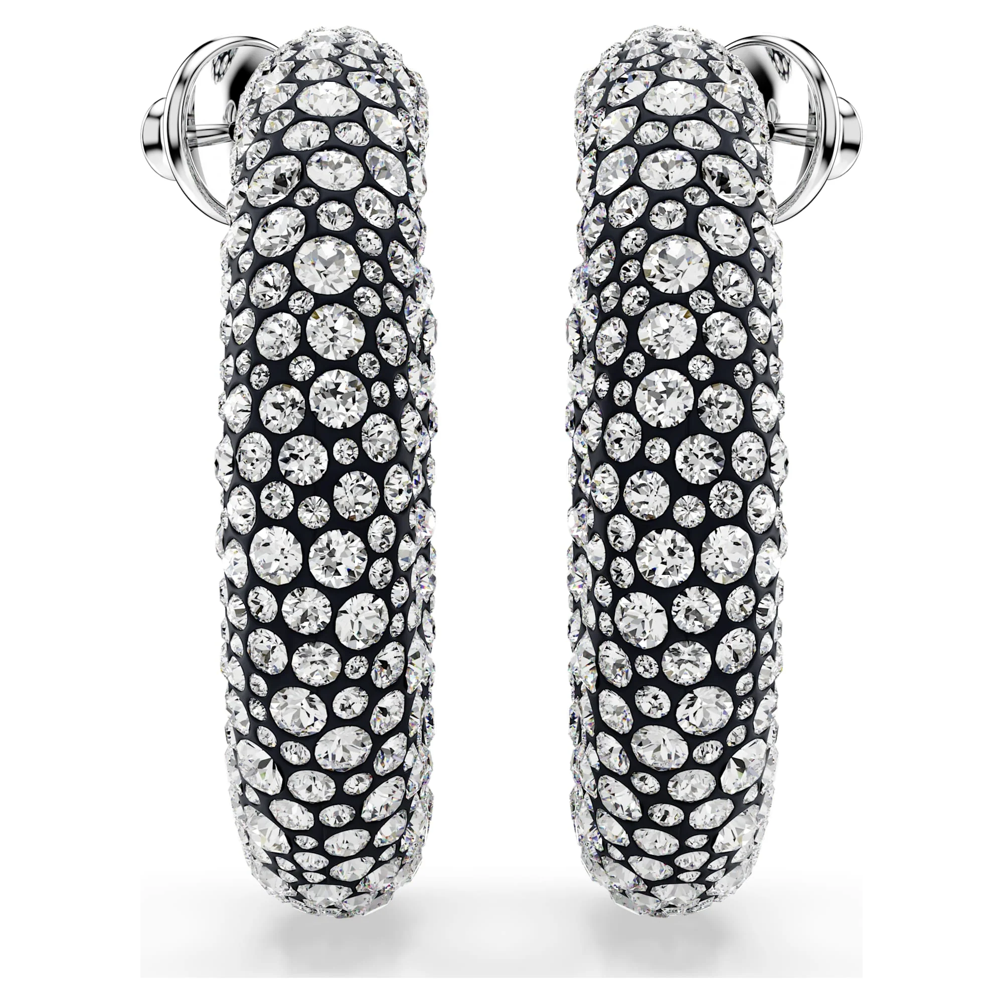 Sublima hoop earrings Mixed round cuts, White, Rhodium plated - Image 2