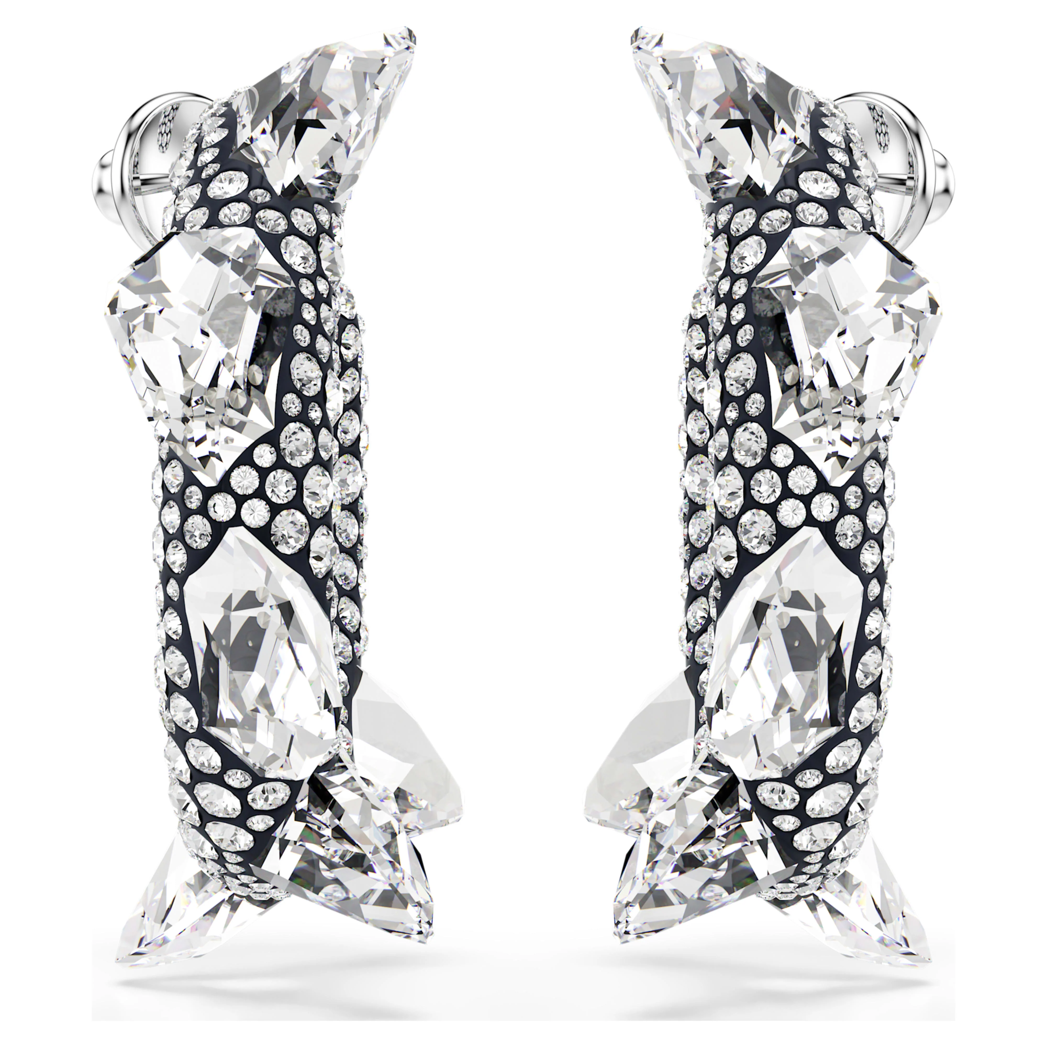 Sublima hoop earrings Spike, White, Rhodium plated - Image 2