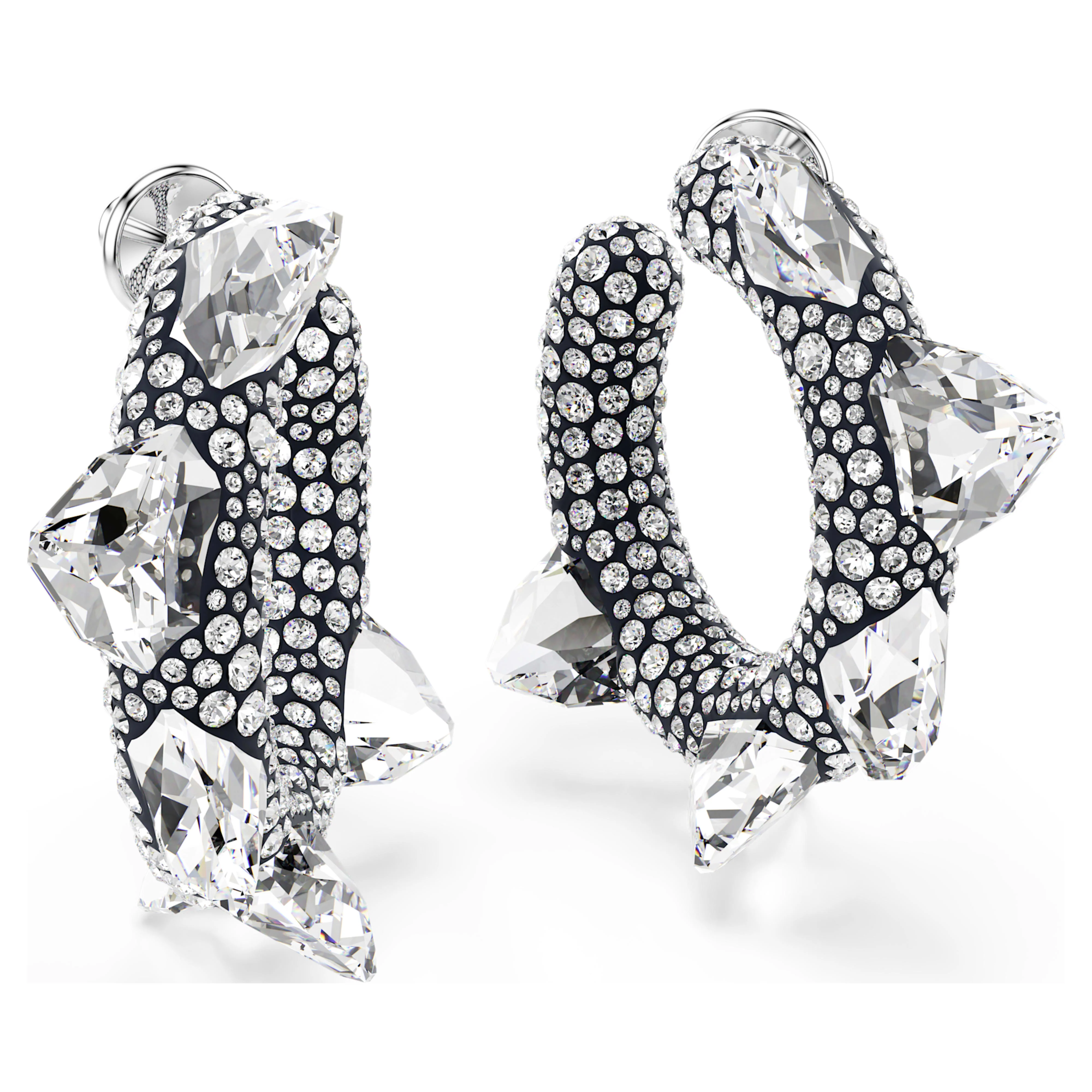 Sublima hoop earrings Spike, White, Rhodium plated - Image 3