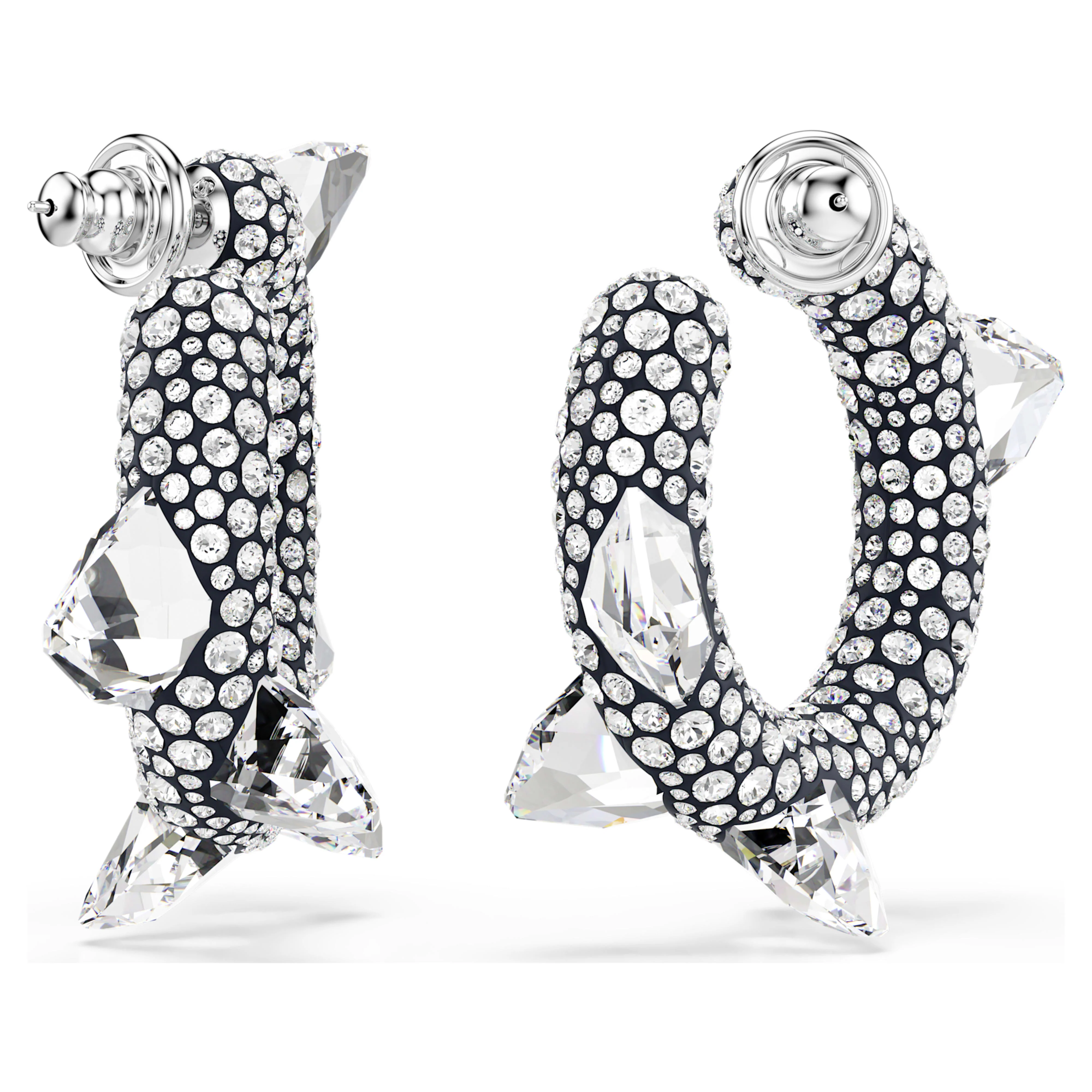 Sublima hoop earrings Spike, White, Rhodium plated - Image 4