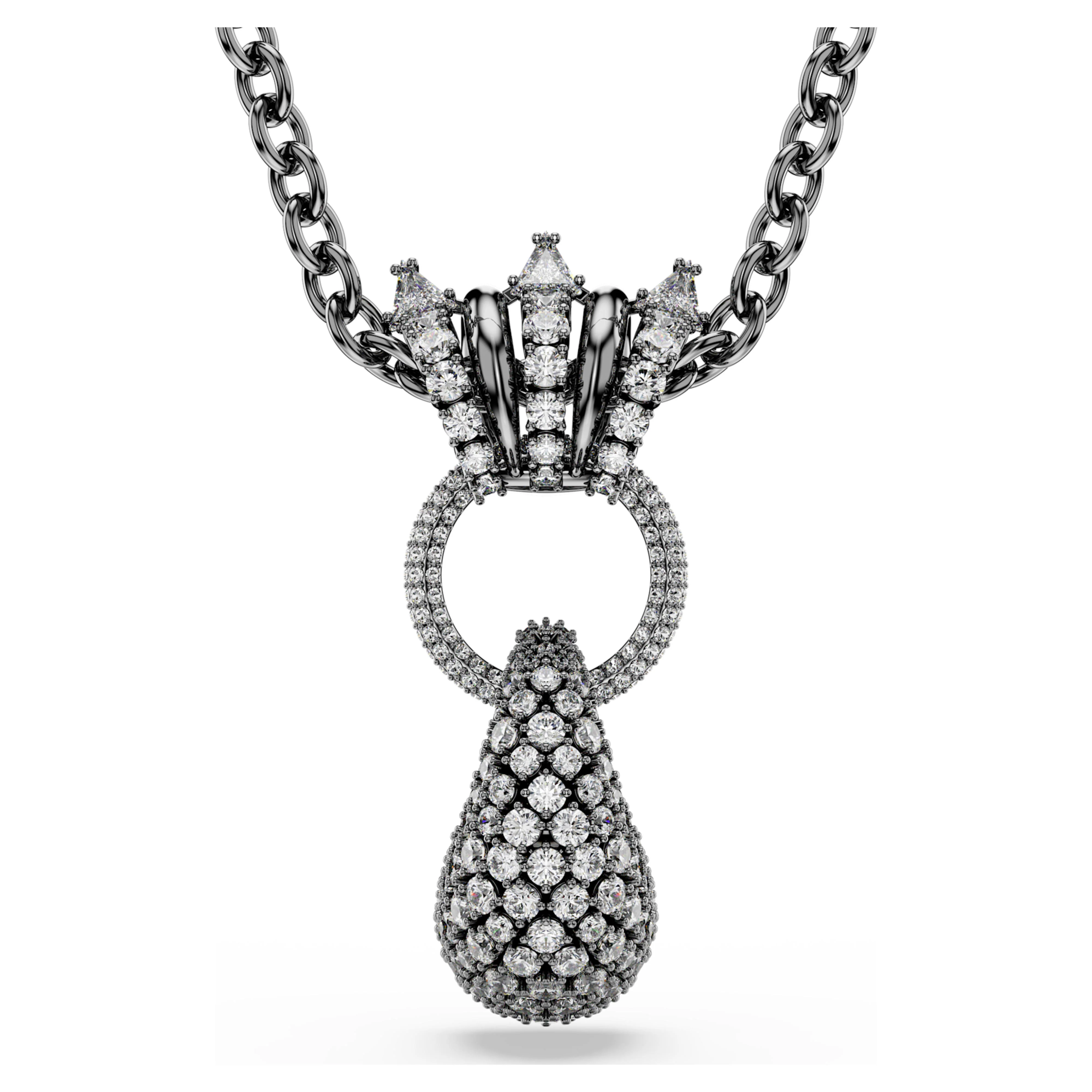 Sublima pendant Mixed cuts, White, Ruthenium plated