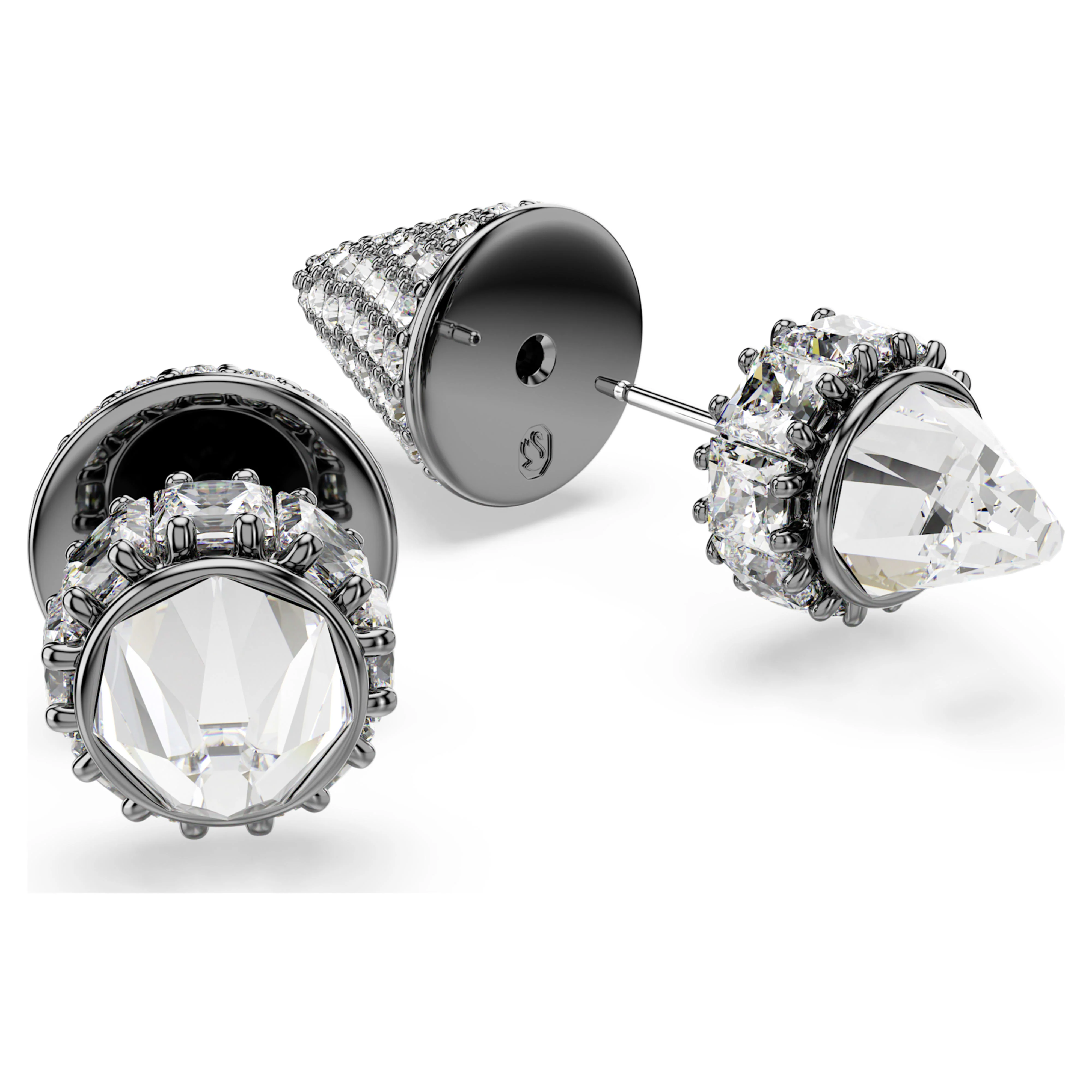 Sublima stud earrings Spike, White, Ruthenium plated - Image 3